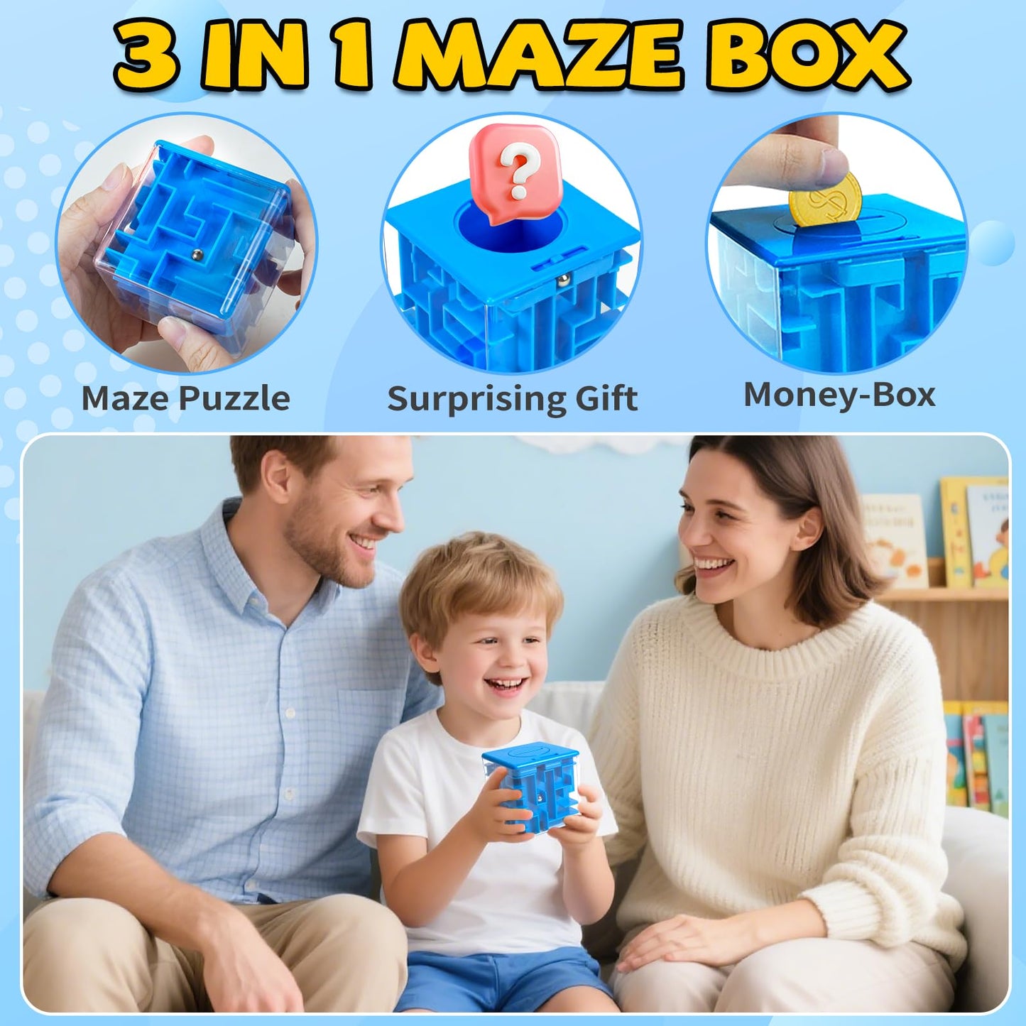 12 Pack Money Maze Puzzle Gift Box, 3D Puzzle Boxes Toy for Cash Gift - Maze Magic Cube Toy Brain Teasers for Kids Adults Birthday Party Favors Easter Basket Fillers