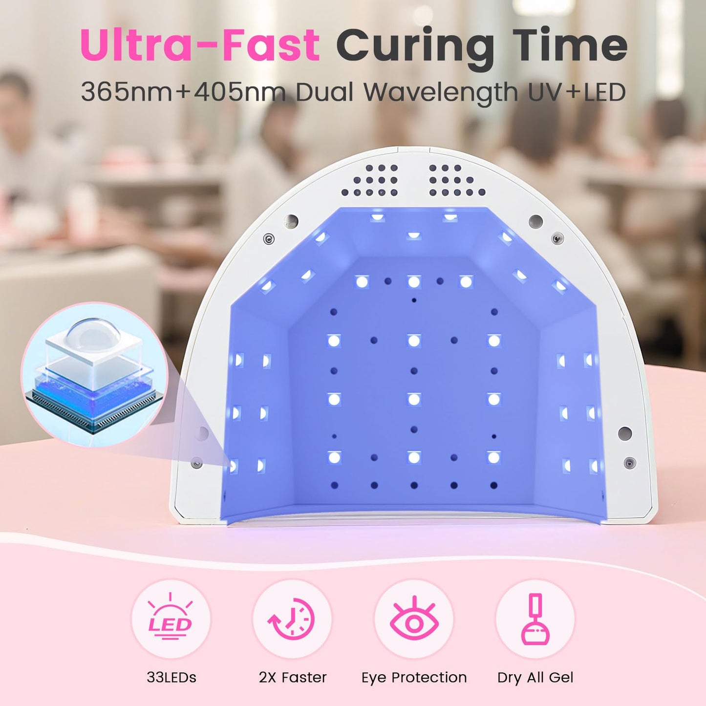 Lavinda UV LED Nail Lamp for Gel Polish, 48W Nail Dryer with Premium Matte Finish, Fast Curing UV Light with 4 Timers, Smart Sensor & Detachable Base for Hands & Feet Salon Home DIY Manicure
