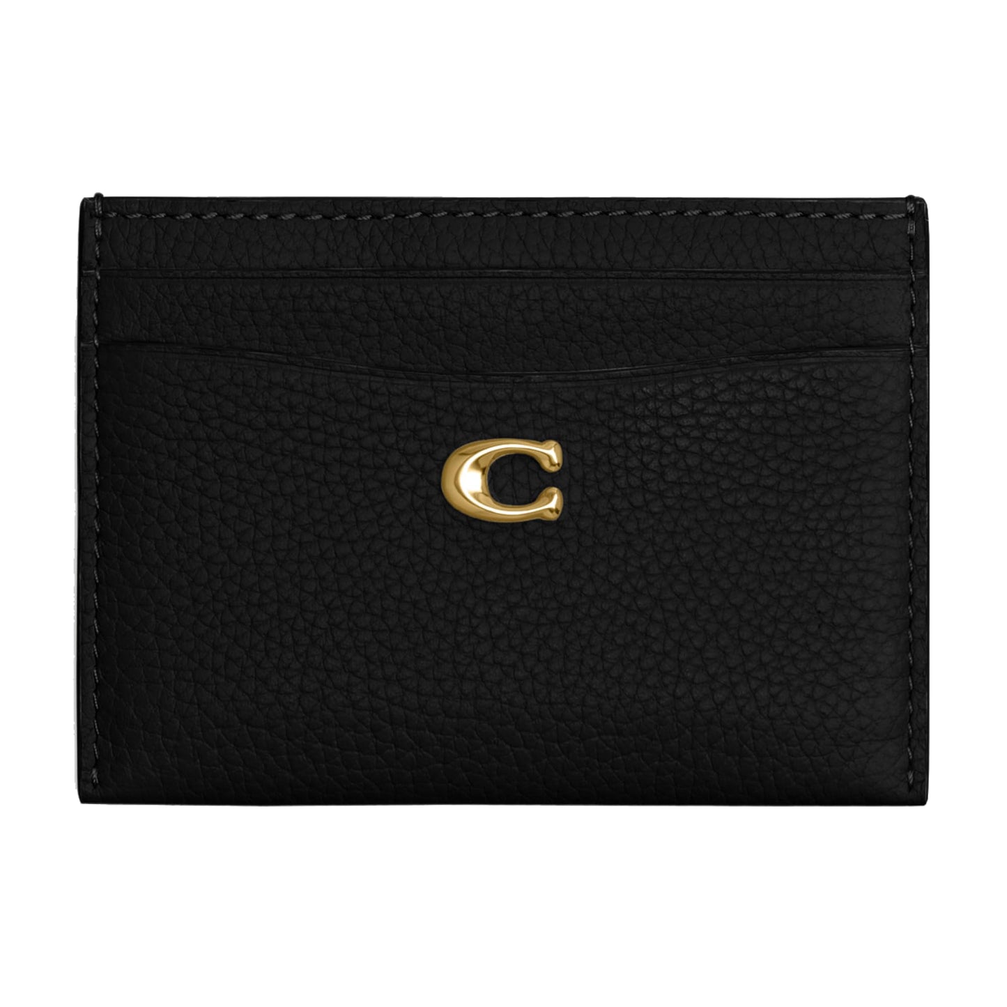 COACH Polished Pebble Leather Essential Card Case Black One Size