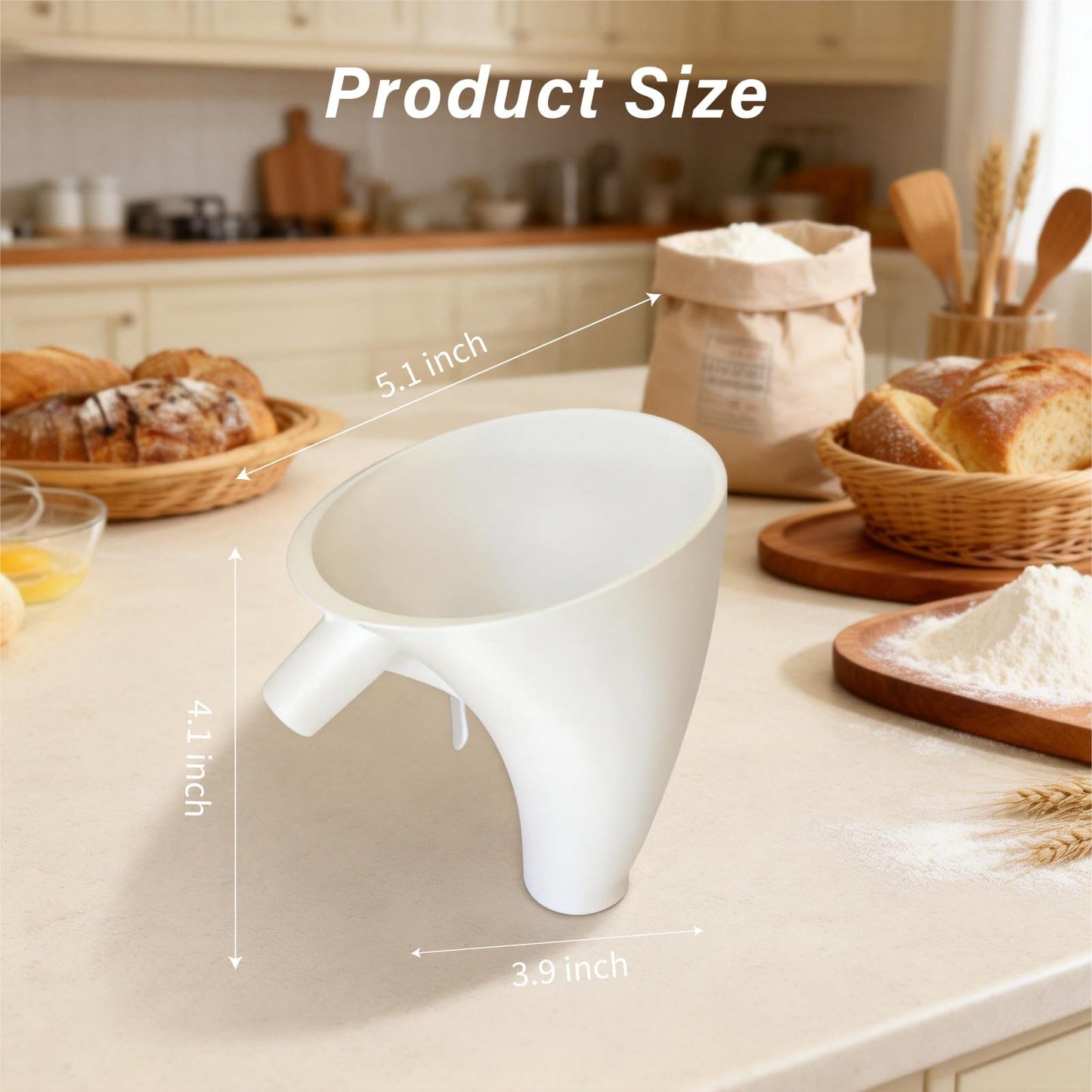 2PCS Flour Funnel for Kitchen Aid Mixer, 2026 New Plastic Funnel with Easy-Pour Attachment Fits Tilt-Head 4.5–5 Qt (KSM150), No Mess Baking Tool for Flour, Sugar, and Egg Liquid