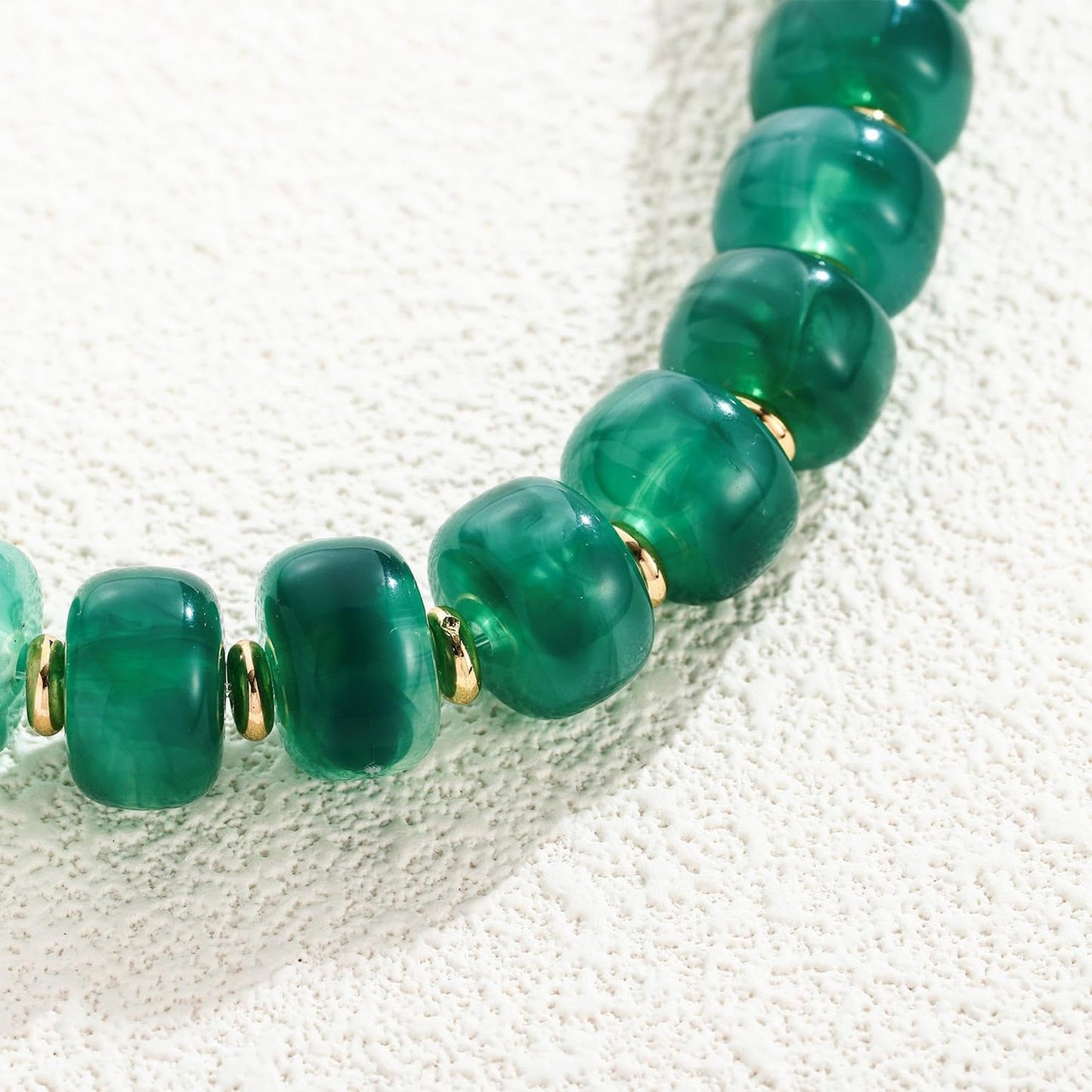 ENSKEFEN Green Beaded Bracelets for Women Trendy Chunky Statement Bracelet Adjustable Acrylic Resin Large Beads Bangle Bracelet Summer Boho Jewelry