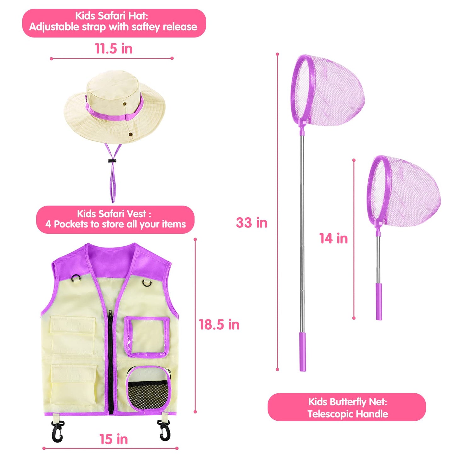 INNOCHEER Explorer Kit & Bug Catcher Kit for Kids Outdoor Exploration for Boys Girls 3-12 Years Old (Purple)