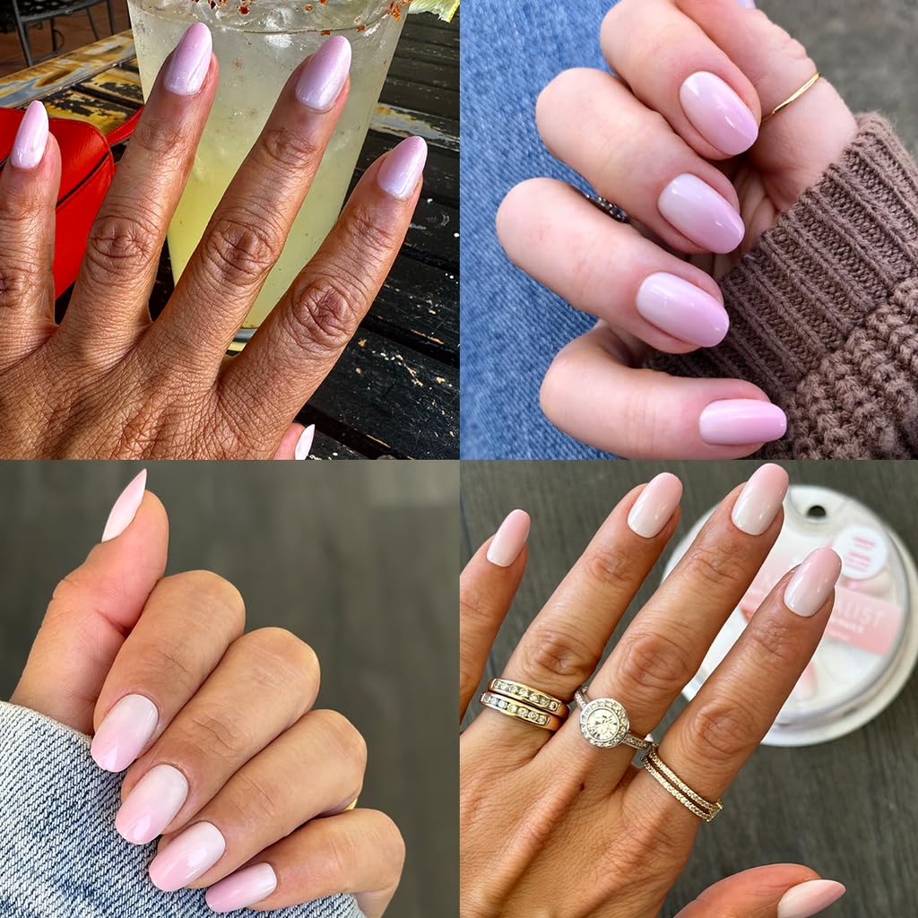Olive & June Minimalist Instant Mani Press On Nails (Glue) | 42 Fake Nails, 21 Sizes | Non-Toxic, Long-Lasting Barely-There Look | Salon-Quality at Home | Short, Round | Rose Syrup Gradient