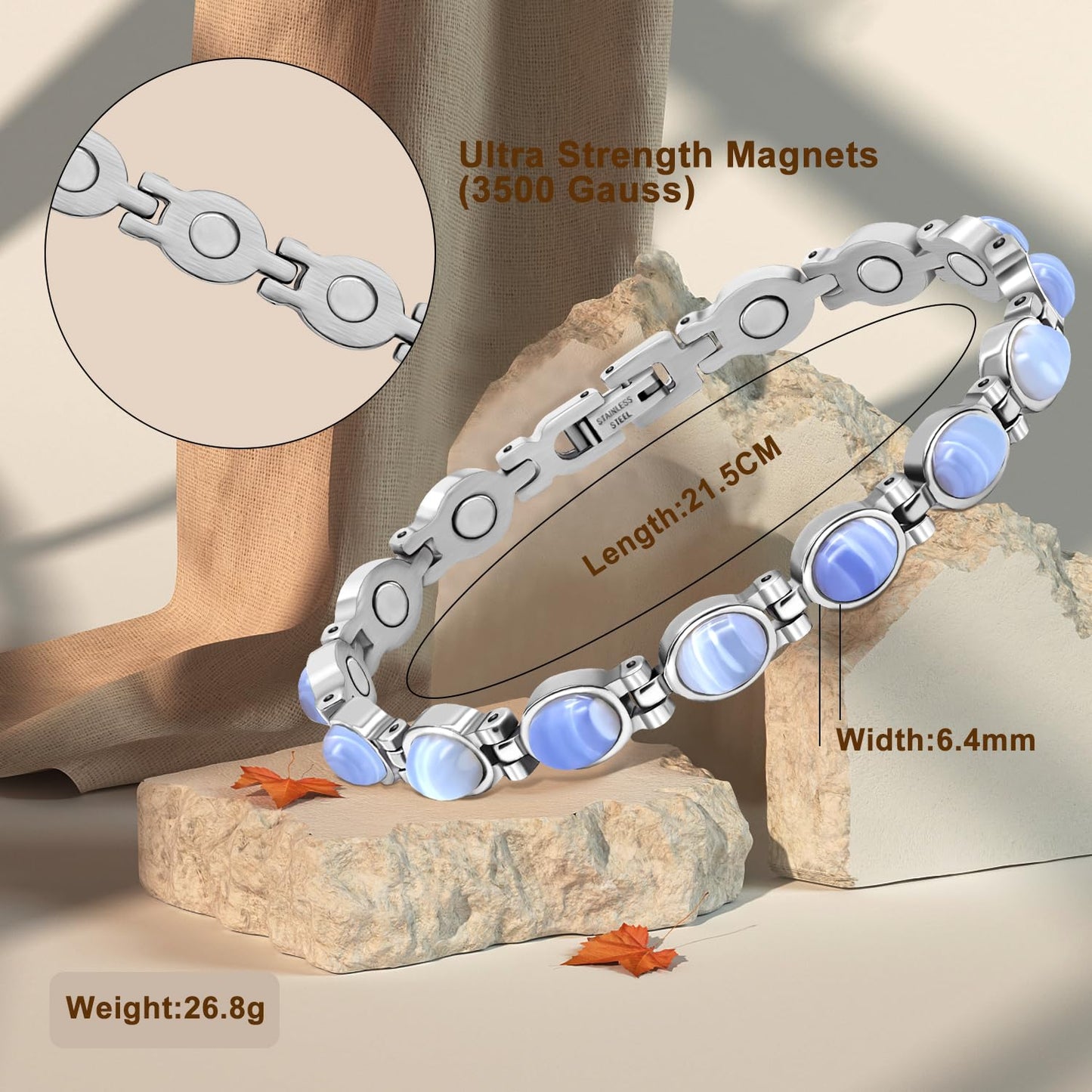 JEROOT magnetic bracelet for women men unisex, Stainless Steel