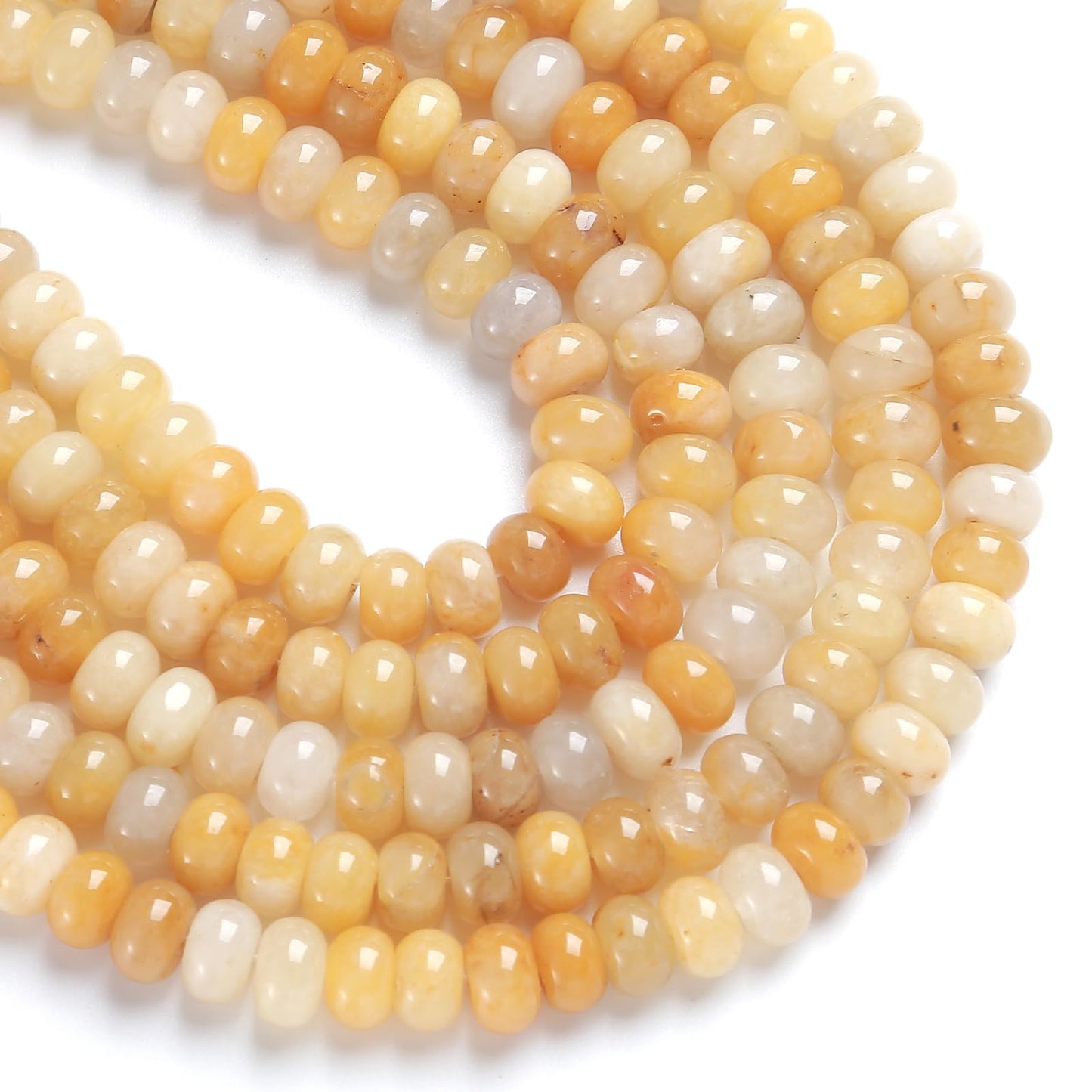 5x8mm 76pcs Natural Stone Yellow Aventurine Jade Rondelle Spacer Loose Beads Abacus Disk Stone Round Loose Gemstone Beads for Jewelry Making DIY Bracelet Necklace