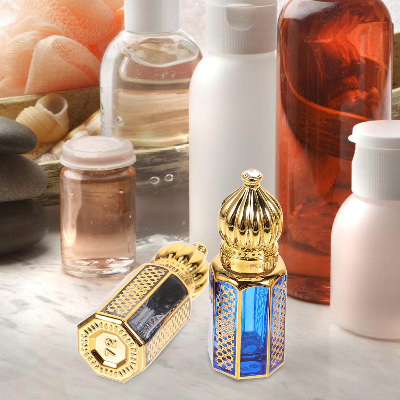 PRETYZOOM Creative Refillable Essential Oil Dropper Bottle 2.36In Mini Glass Perfume Organizer for Travel Home Decor Fragrance Oil Dispenser