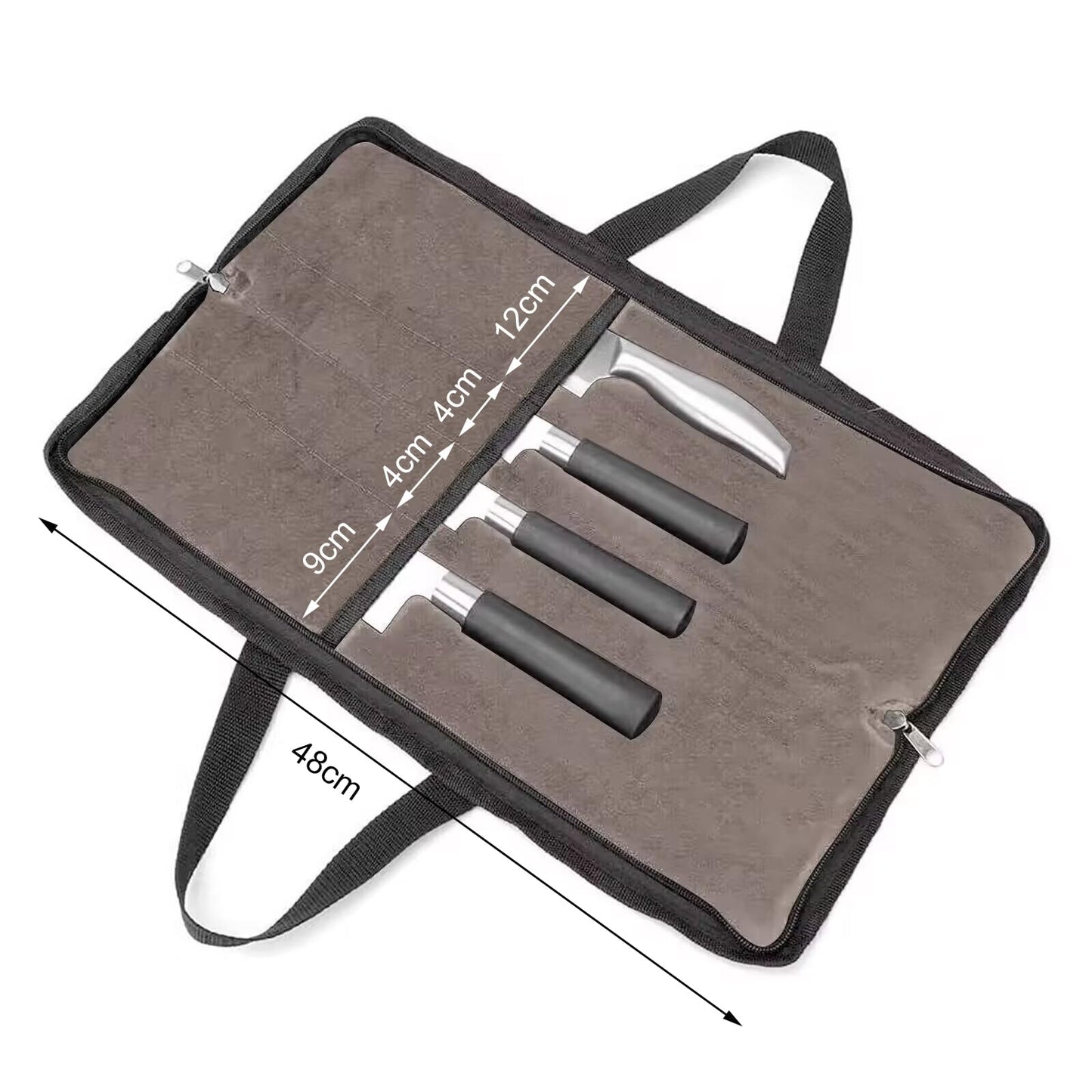 QEES Knife Roll,Heavy Duty Knife Bag,Waxed Canvas knife Case with 4 Slots For Knives & Kitchen Tools,Chef Knife Bag With Handle.Portable Knife Roll Bag For Chefs Culinary Traveling.Knives Pouch