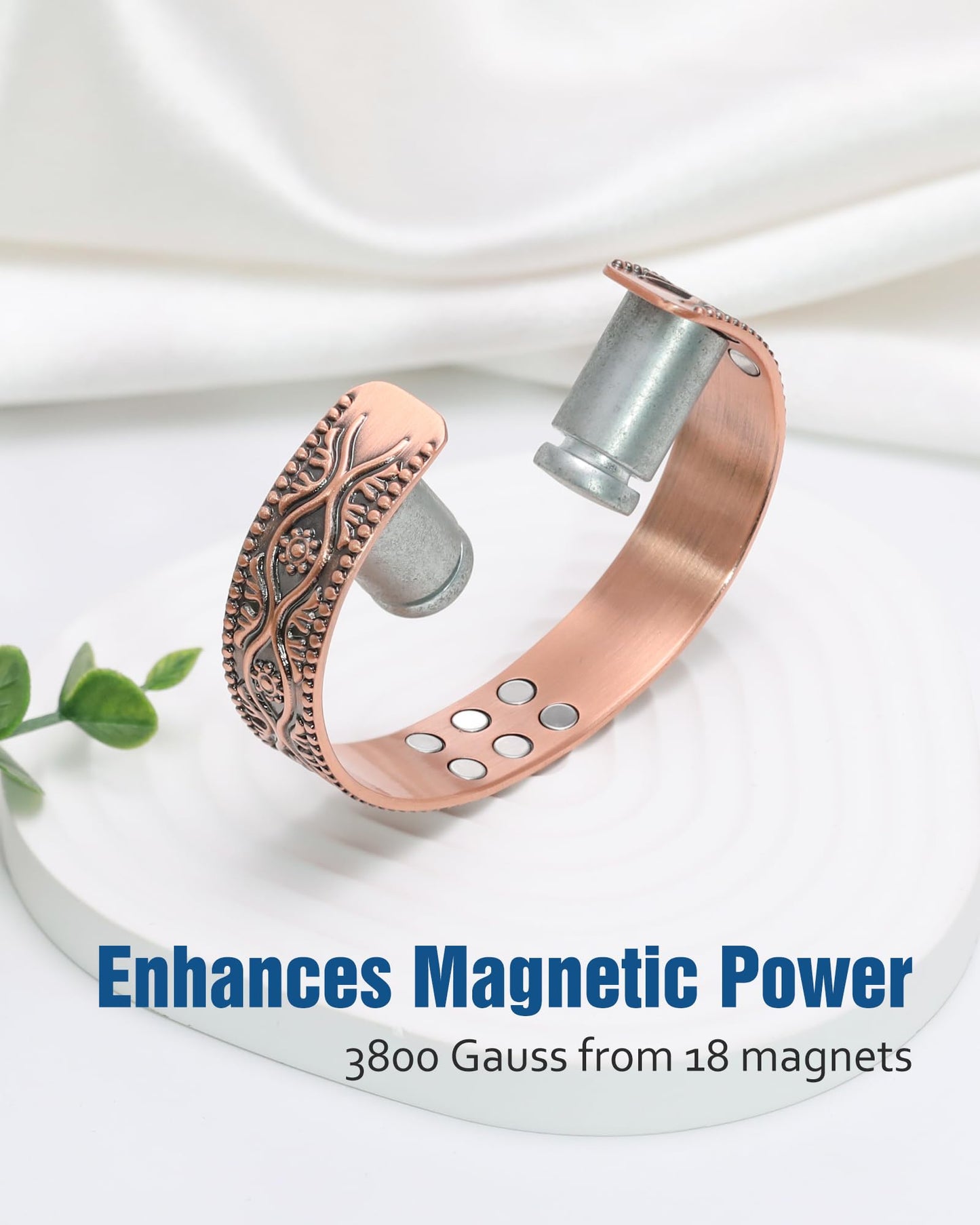Jecanori Copper Bracelet for Men, 18X Strength Mens Magnetic Copper Bracelets with 3,800 Gauss Magnets, 99.99% Pure Solid Copper, Copper Jewelry Gift