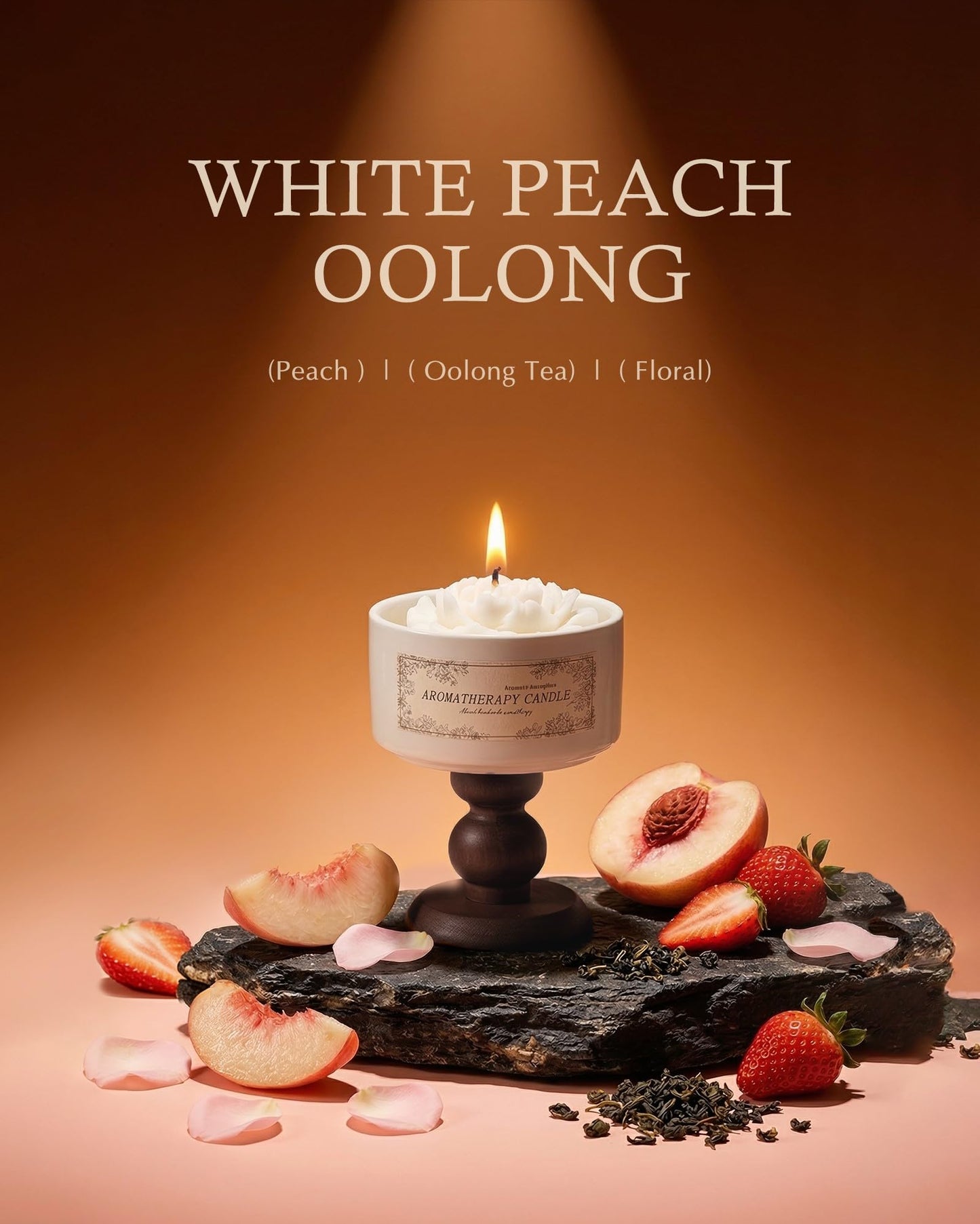 Candle Gift Set for Women, White Peach Oolong Scented Soy Aromatherapy Candle with Greeting Card & Box, Decorative Long Lasting Candles for Home, Birthday Gifts for Mom Friend