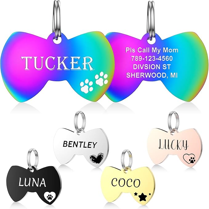 YEHANTI Personalized Dog Tags Engraved for Pets - Stainless Steel Custom Dog Cat Tag with Various Cute and Beautiful Icons, Double Sided Engraved Pet ID Tags Dog Name Tag, Bone