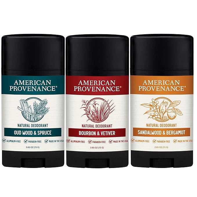 American Provenance Oud Wood & Spruce, Bourbon & Vetiver and Sandalwood & Bergamot Deodorant Bundle