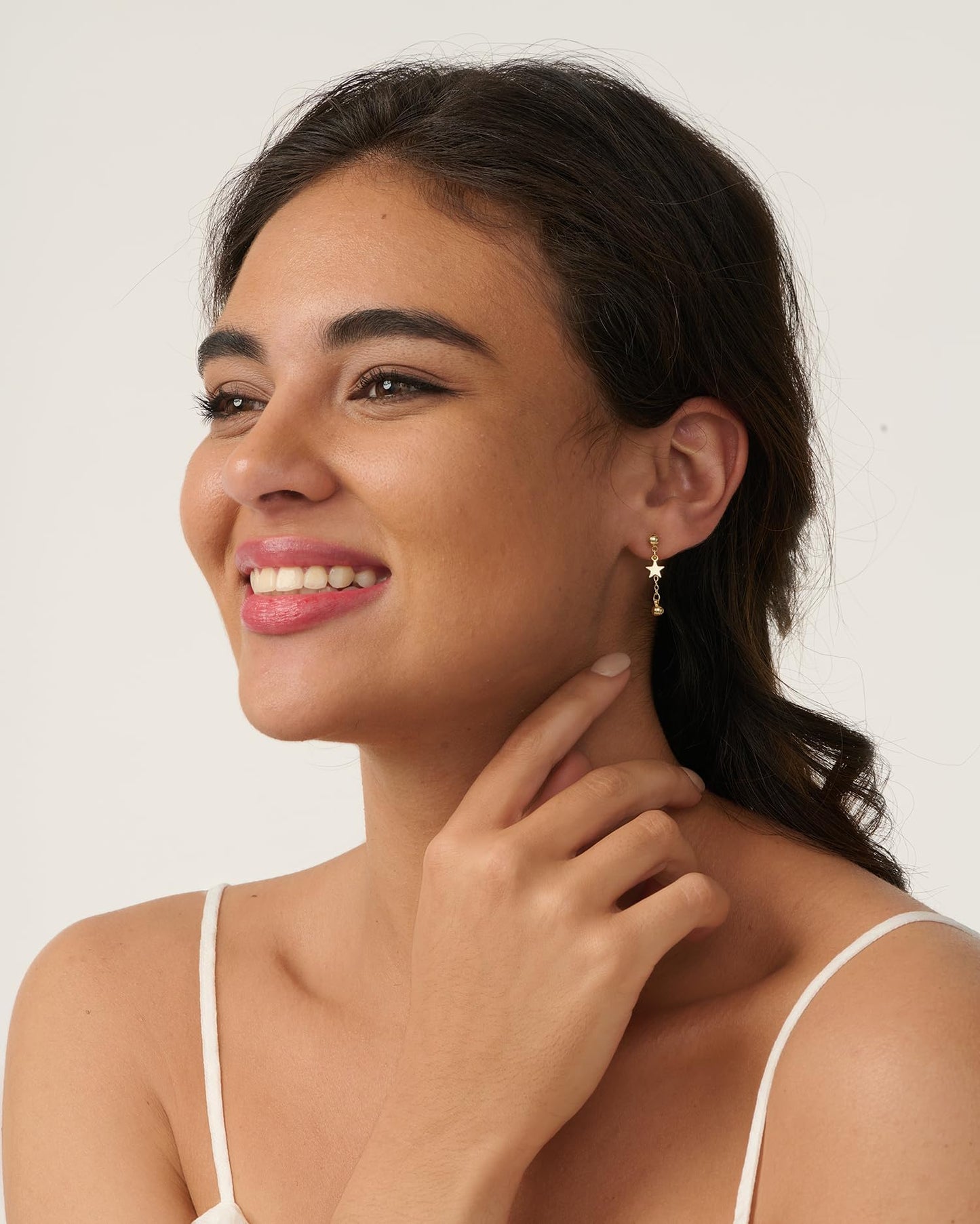 PRTGL Dangle Earrings - 14K Gold Plated Star Asymmetrical Drop Dangle Earrings for Women
