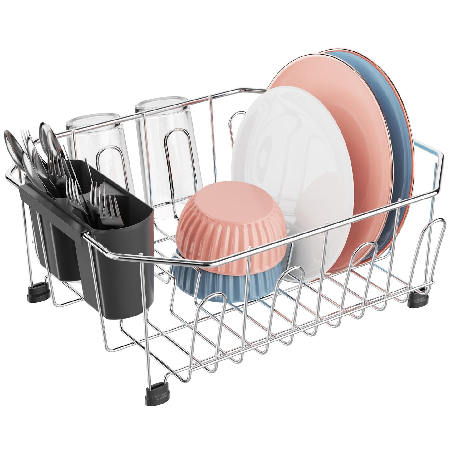 iSPECLE Small in Sink Dish Drying Rack - Stainless Steel Compact Inside Sink Dish Drainer for RV Apartment Kitchen, Rust Resistant, 11.6" W x 13.4" L, Silver