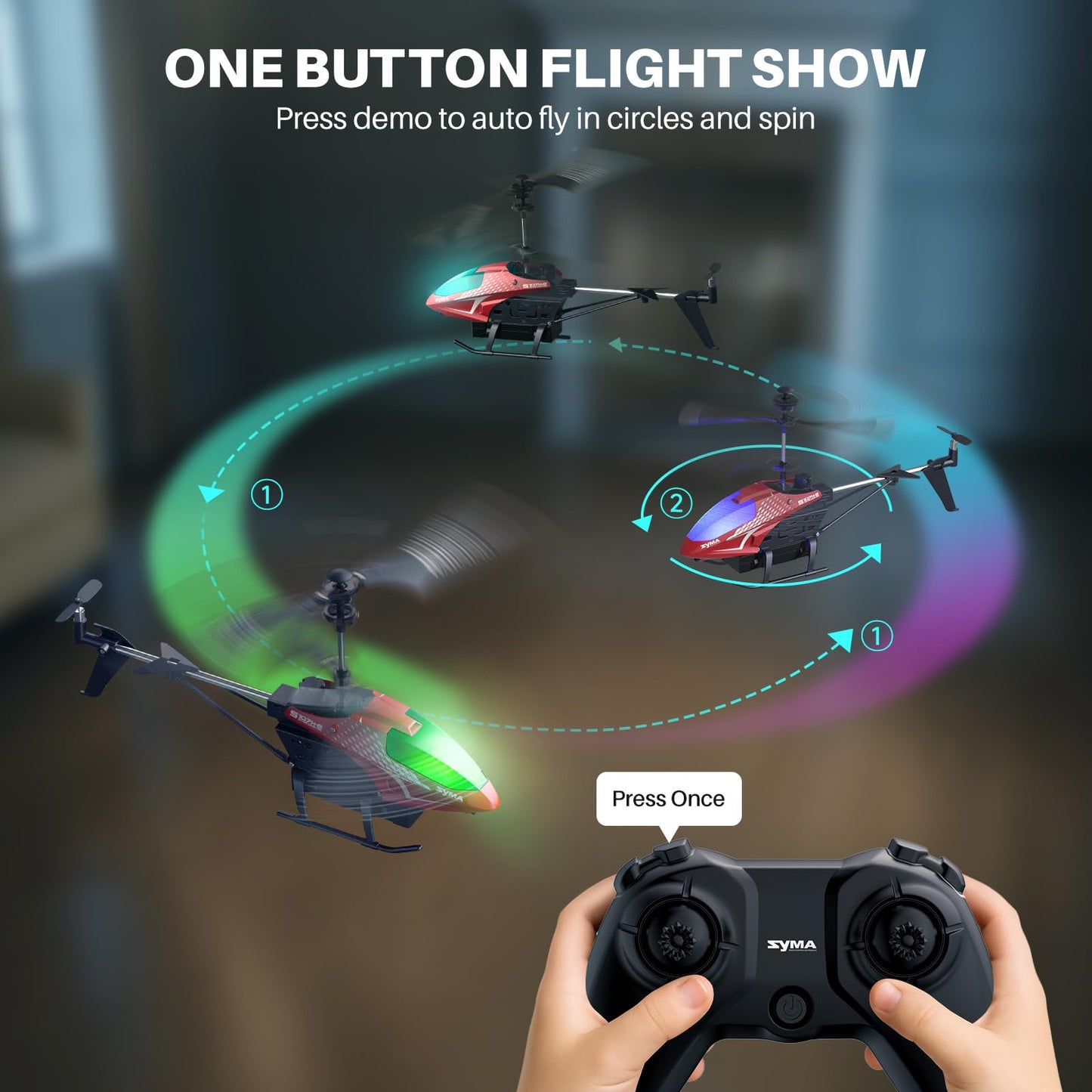 SYMA RC Helicopter, Remote Control Helicopter with 40 Mins Flight Time(2 Batteries), Auto Obstacle Avoidance, 7 LED Lights and Altitude Hold, Gifts Toys for Kids 8-12