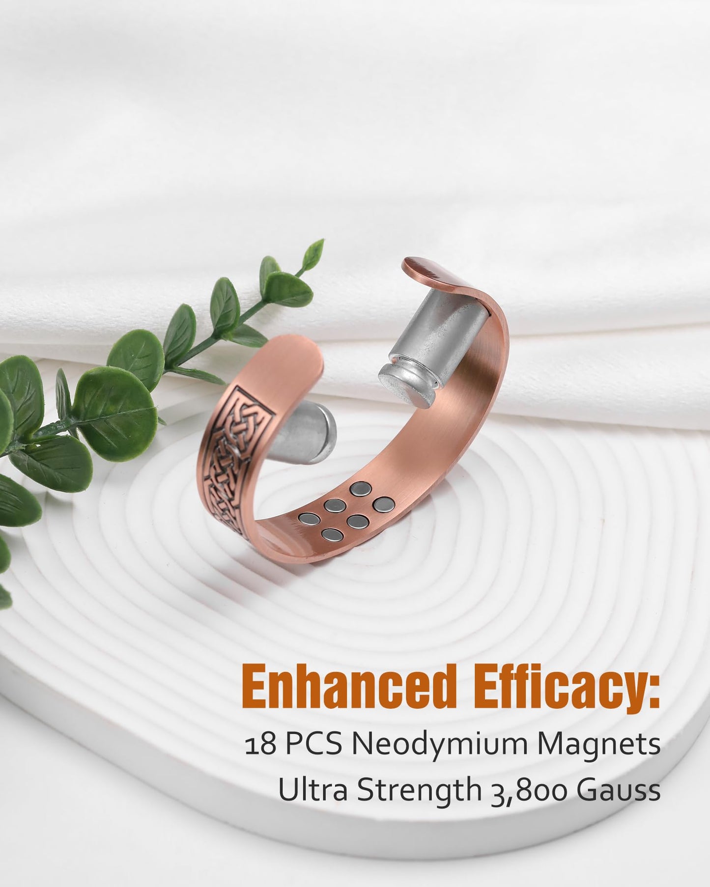 Jecanori Copper Bracelet for Men, 18X Strength Mens Magnetic Copper Bracelets with 3,800 Gauss Magnets