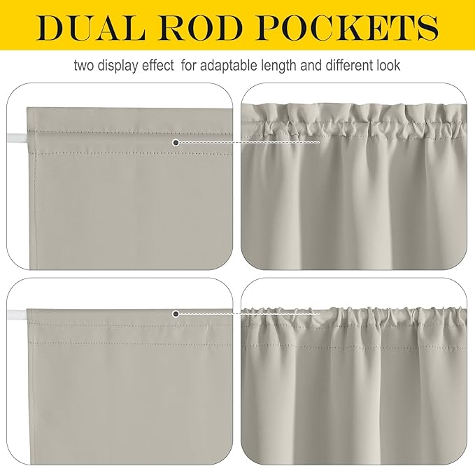 NICETOWN Natural Sidelight Door Window Curtains - Privacy French Curtains Thermal Insulate Window Covering for Patio Glass Front Door, 25 inch x 64 inch, 1 Panel