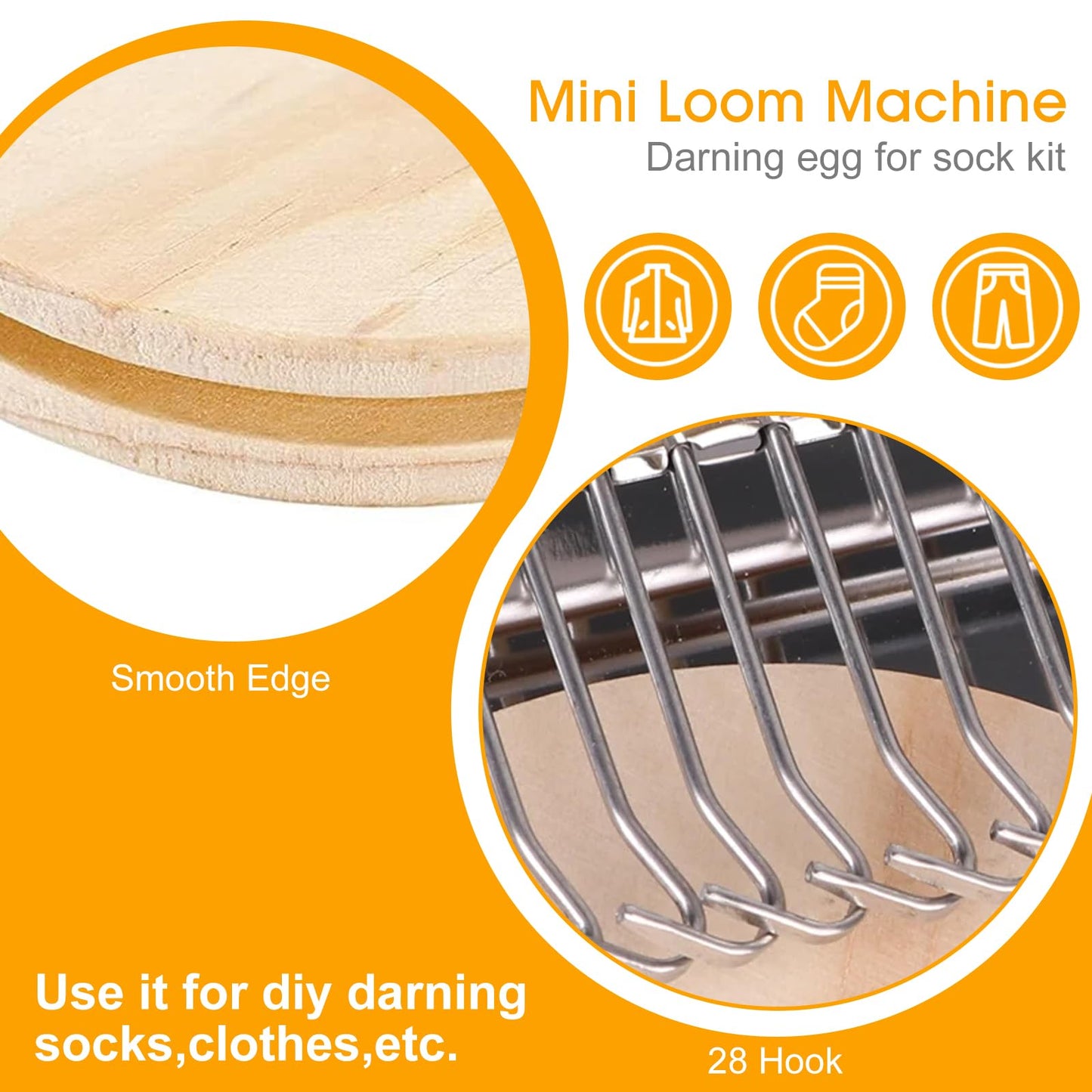 Sendoger 28 Hook Darning Loom Kit for Visible Mending, Large Weaving Repair Tool Set for Detailed Patches, Sweaters and Clothing Repair
