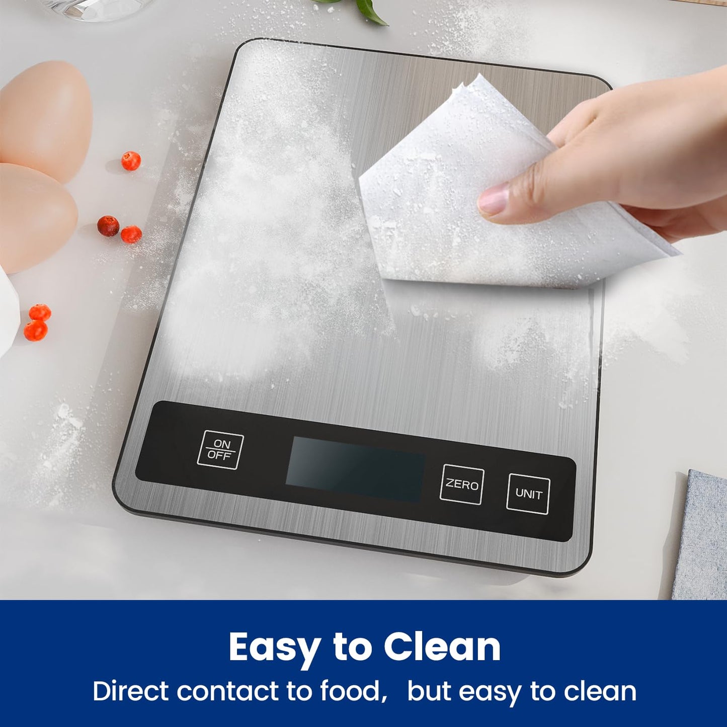 【33 lb & USB Rechargeable】 Digital Kitchen Food Scale Kitchen Scale, Stainless Steel Digital Weight Grams and Oz, Baking and Cooking, 0.1oz/1g Precise, 6 Weight Units (B1)