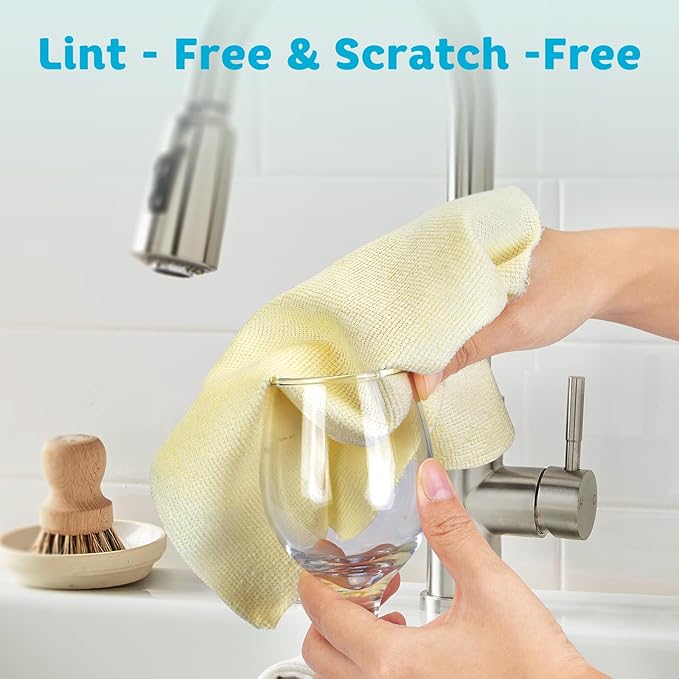 Matthew Microfiber Cleaning Cloth Roll 72Pack (12" x 12") Reusable Paper Towels&Washable Tear Away Towels,Ultra Water Absorbent Lint&Streak Free Cleaning Rags for Glass,Dishwash,Bathroom,Cars-Yellow
