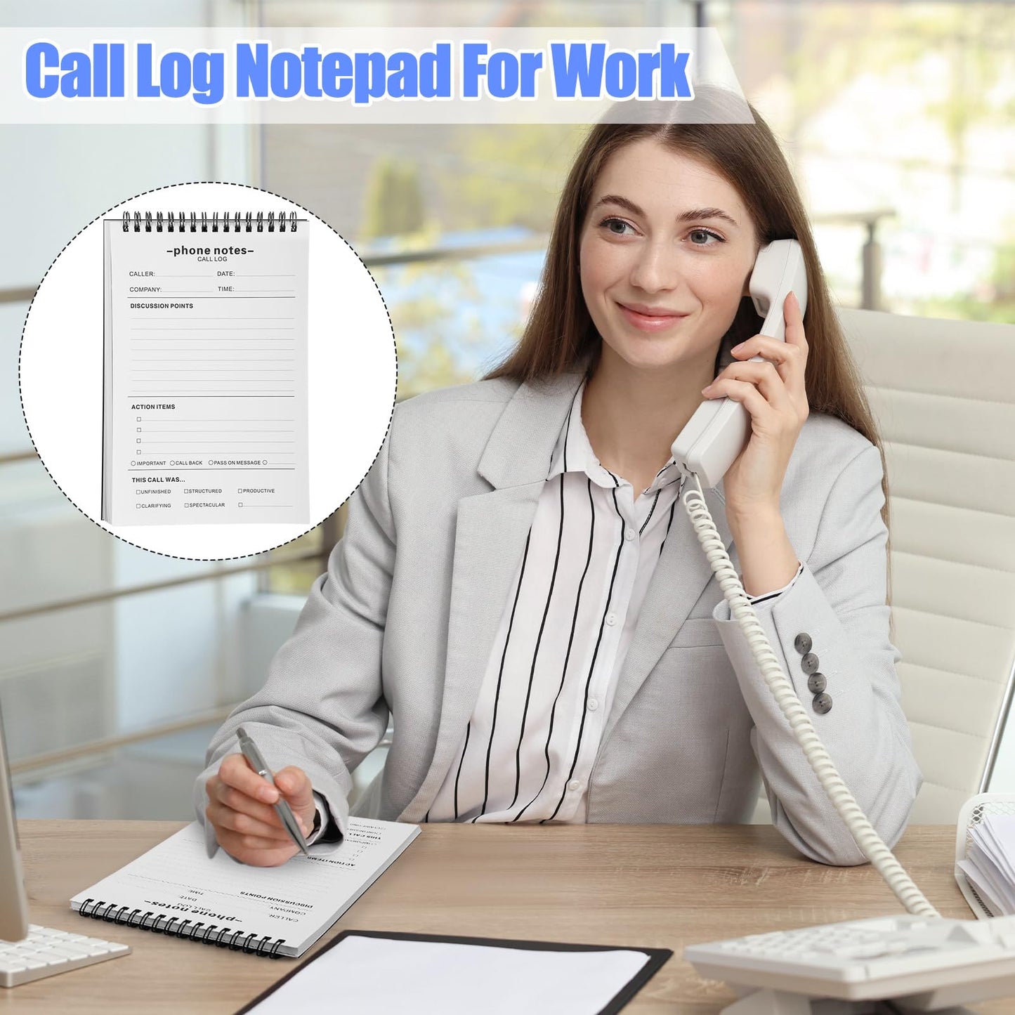 Faccito 3 Pcs Call Log Notepad for Work Phone Log Book for Office with Notes Phone Message Book with Action Items-phone Call to Do List for Work 80 Sheets