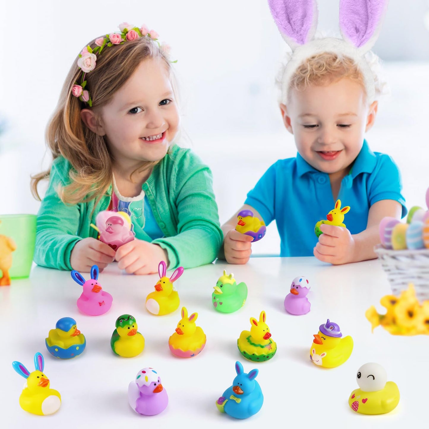 100PCS Easter Rubber Ducks in Bulk,Assorted Gifts Party Favors ,Resurrection Bunny Rubber Duck Pack , Funny Bath Tub Toys for Kids, Baby Showers Accessories