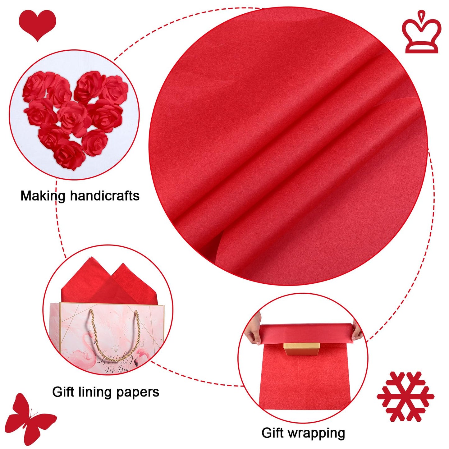 Zonon 100 Sheets 26 x 20 inch Christmas Tissue Paper Bulk for Gift Bags DIY Crafts Gift Wrapping Tissue Paper for Christmas Party Gifts Decor