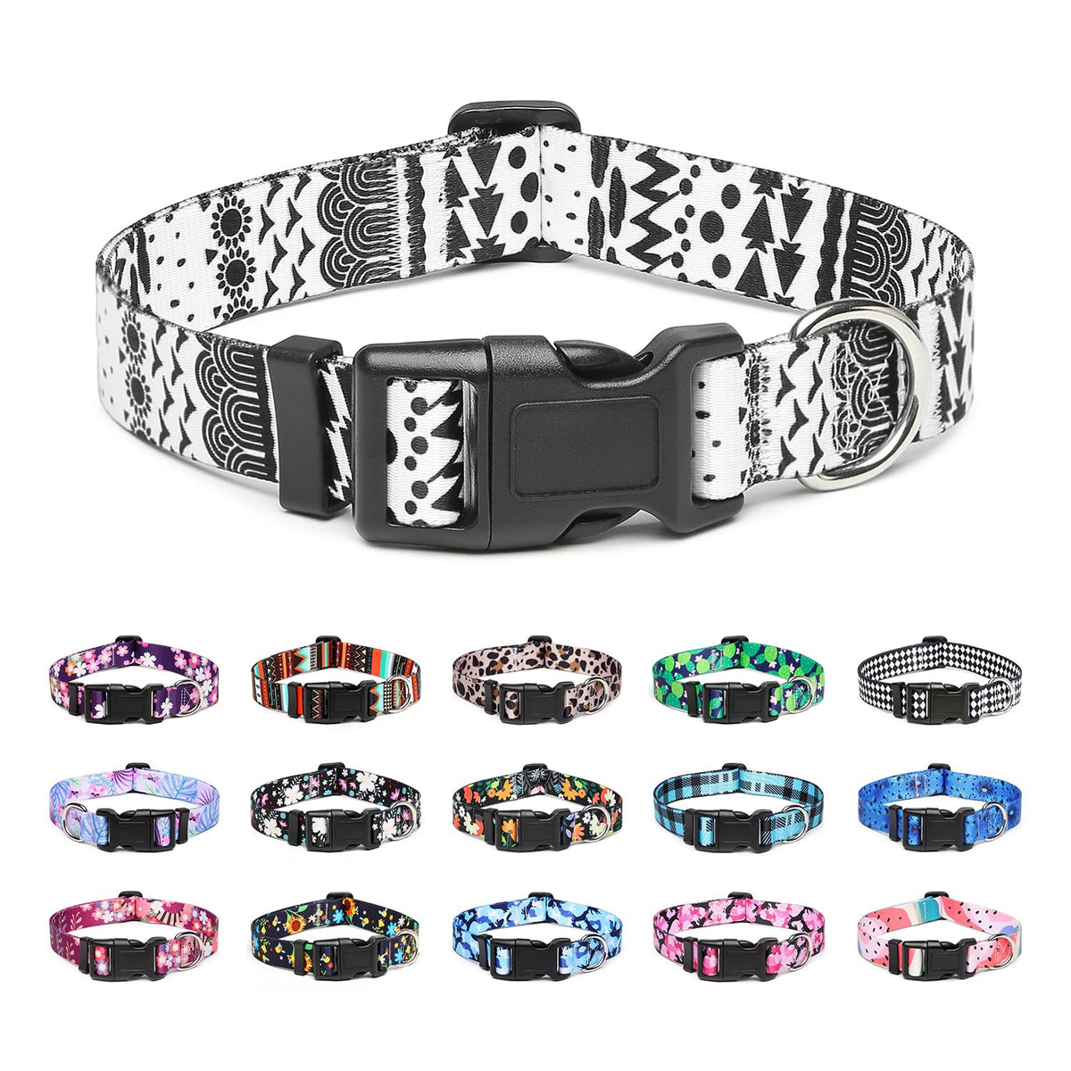 Mercano Adjustable Dog Collar - Special Design Patterns, Soft Nylon Comfortable Sturdy Pet Collar for Small Medium Large Dogs (XS, Tribal Red)