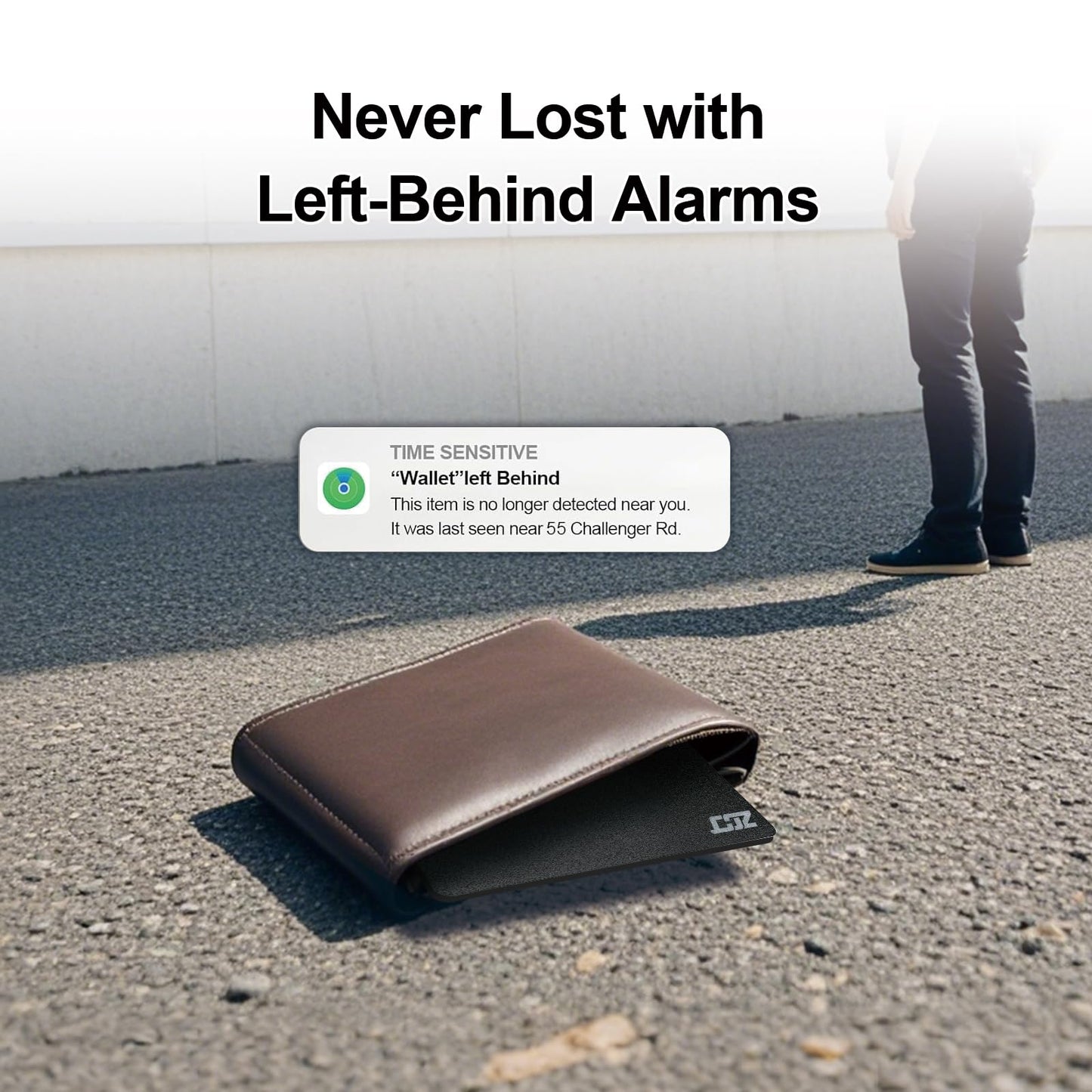 ZCJ Wallet Tracker Card, Compatible with Find My App(iOS Only), for Luggage Tag, Purse, Passport,Key,IP67 Waterproof,Slim Smart Bluetooth Tracking Tag with Key Chain Hole (Recharge Version -1 Pack)