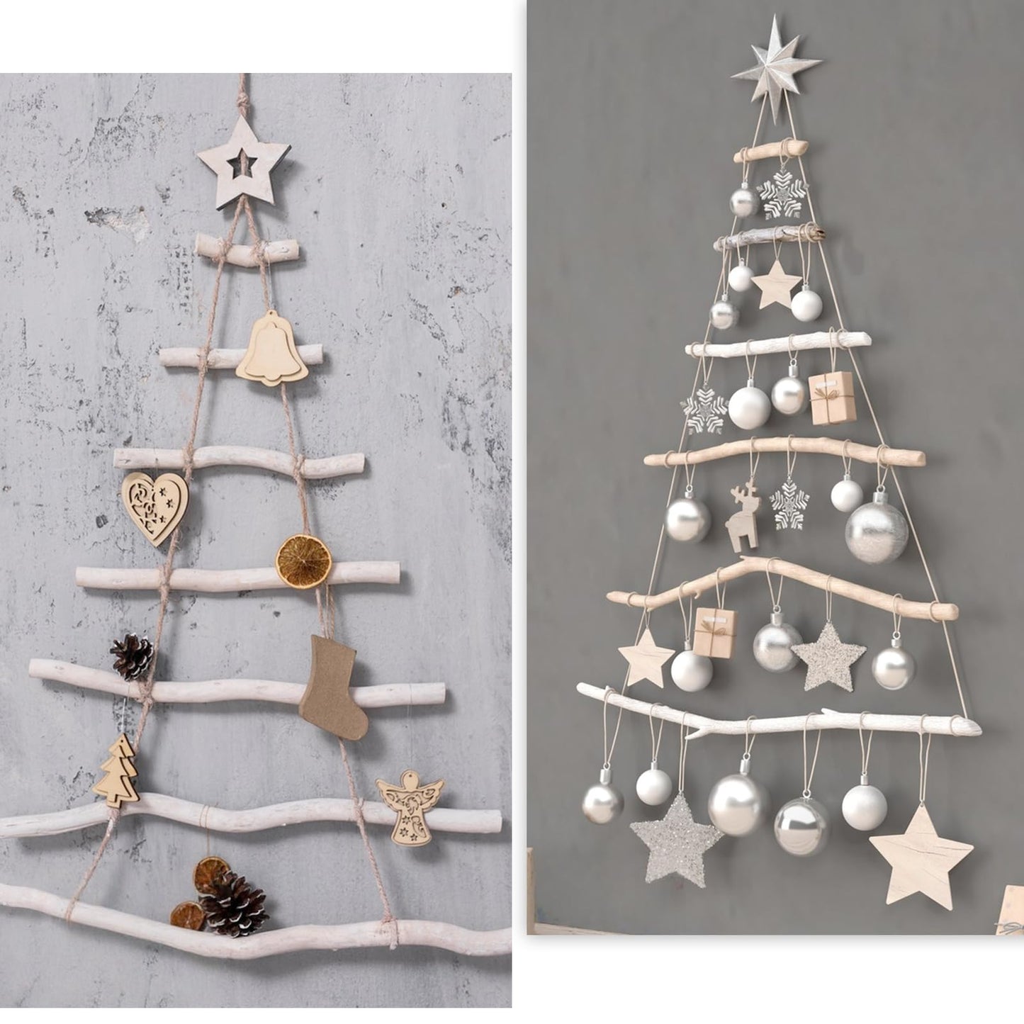 50Pcs Natural Twigs, Driftwood Branches, Unfinished Timber Rods for Model Making, Home Decor & Art Supplies (White 30CM)