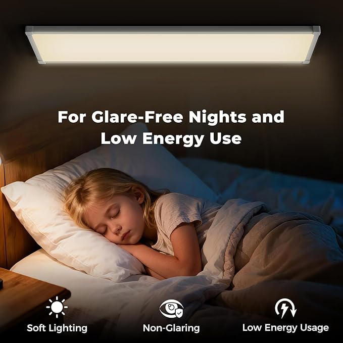 AIKVSXER 42 Pack 1x4 FT LED Flat Panel Light Surface Mount, with Wireless Switch & App Control, Night Mode, 50W 5500LM, 3000K/4000K/6500K, Ultra-Thin LED Light for Office Home,120-277V - White