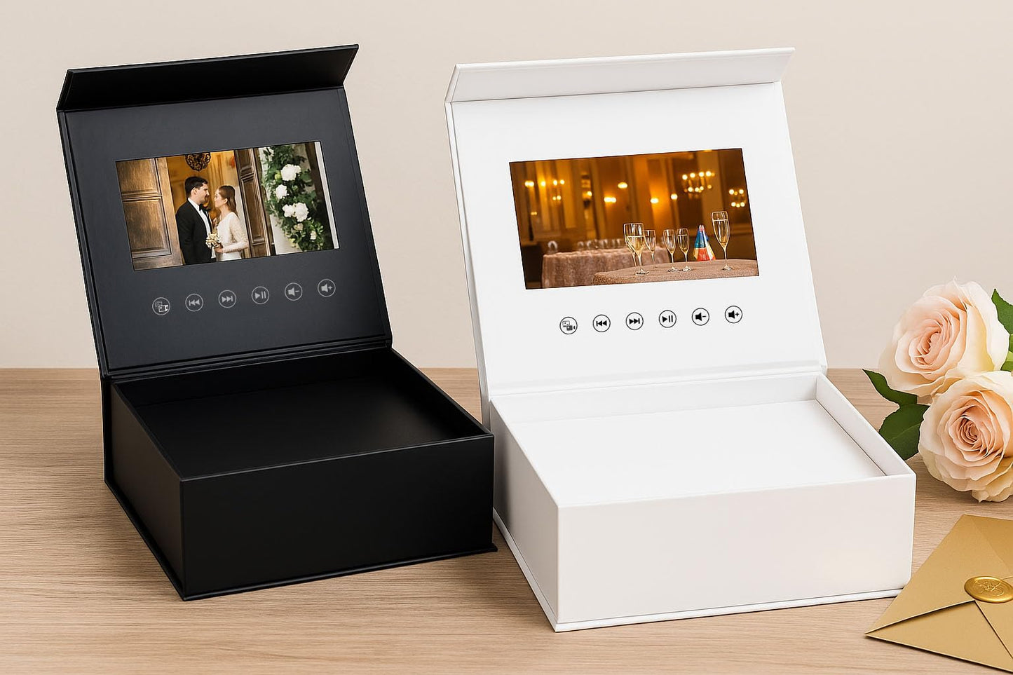 Sourcingbay Video Gift Box | 5" HD IPS Screen | 4GB Storage | Auto-Play Magnetic Lid | Hidden Surprise Compartment | Rechargeable Battery | Type-C Charging