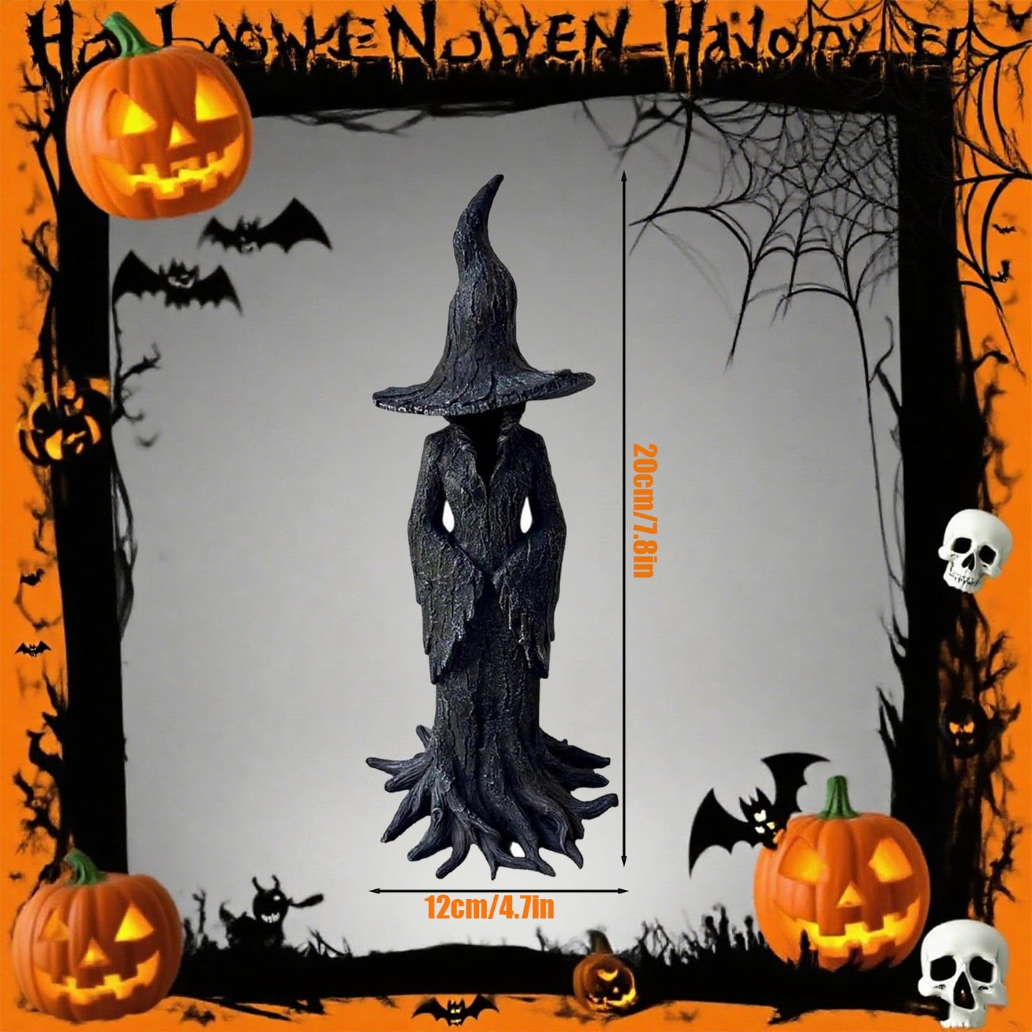 LuLuya Cracker Barrel Witch Statue 7.9'' – 2025 New Halloween Enchanting Witch Statue, Gothic Halloween Resin Figurine, Retro Magician Mysterious Decor, Dark Fantasy Desktop Ornament