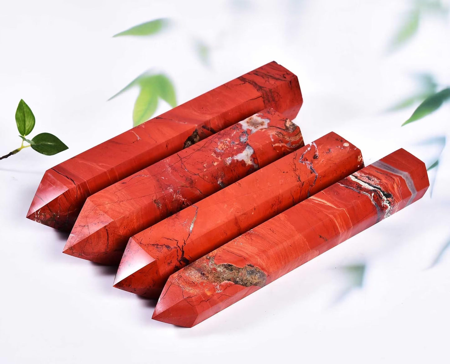 AMOYSTONE Red Jasper Obelisk Large Healing Crystal Stone Wand Tower 6 Faceted Column Reiki Chakra Meditation Therapy 2.2-2.6 LBS