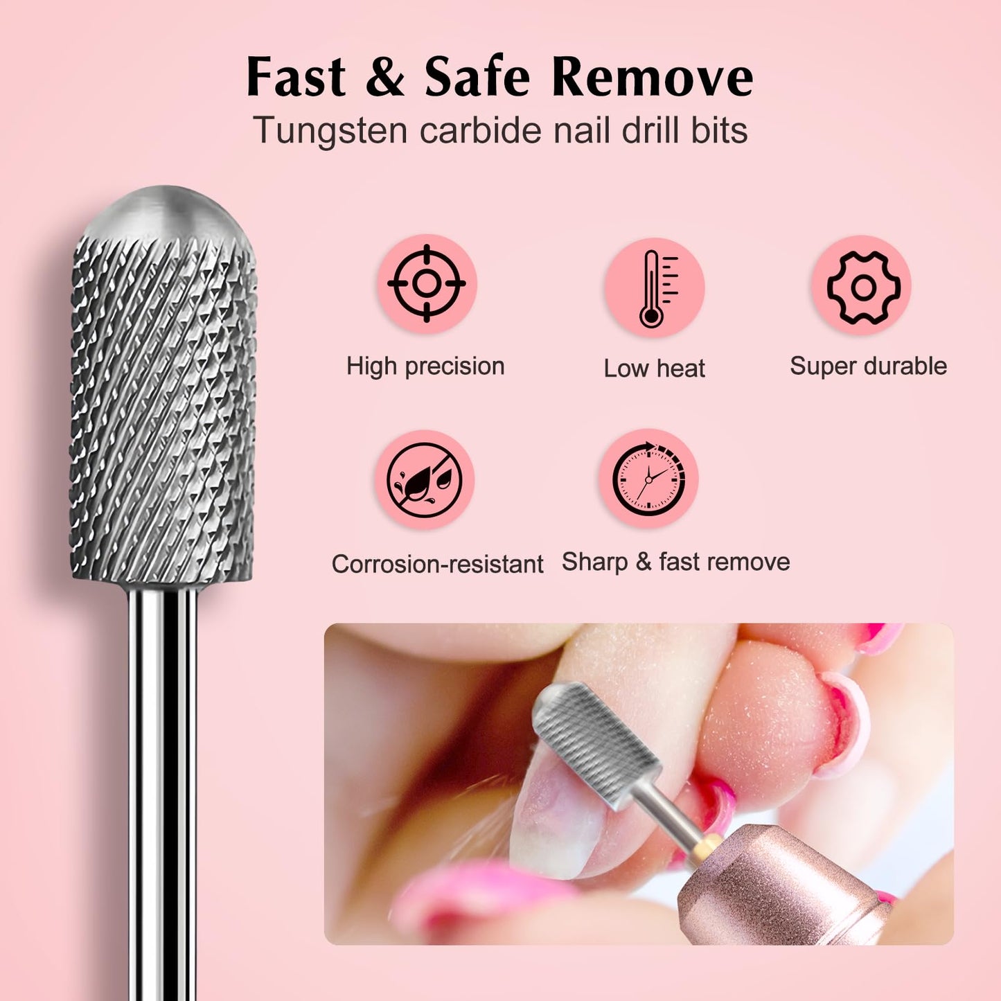 Nail Drill Bits Set 7pcs: 3/32 Inch Shank Electric Nail File Machine Bits for Acrylic Gel Dip Nails Nail Art Tools for Cuticle Remover Manicure Pedicure