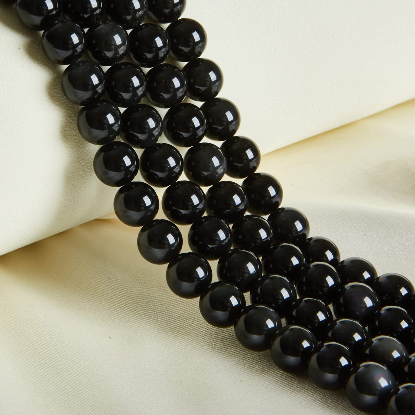 45pcs 8mm Natural Black Obsidian Beads Gemstone Beads Round Loose Beads for Jewelry Making