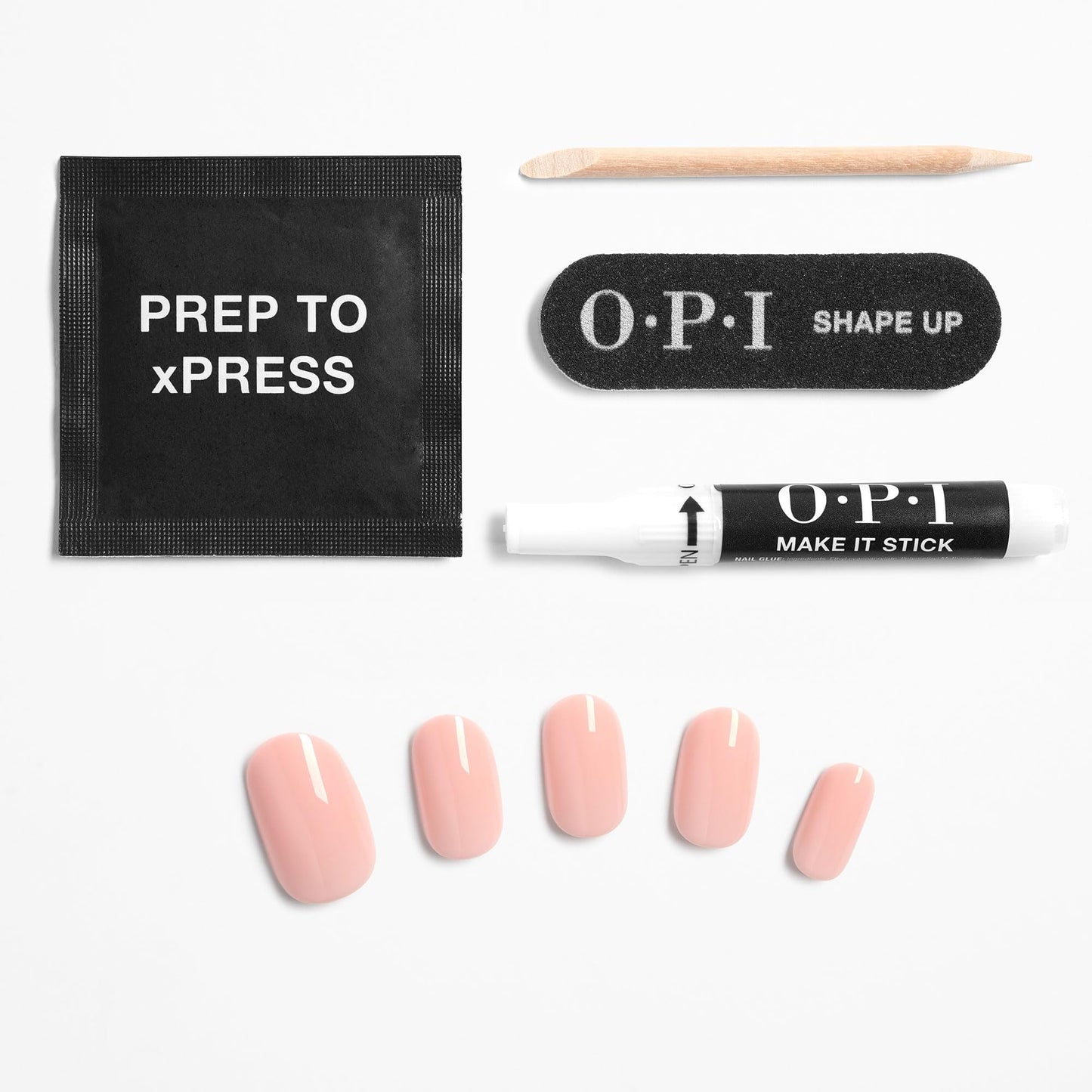 OPI xPRESS/ON Press on Nails | Short Round Light Solid Nail Art Press On Nails | With Nail Glue | Long Lasting, Reusable, Non-damaging
