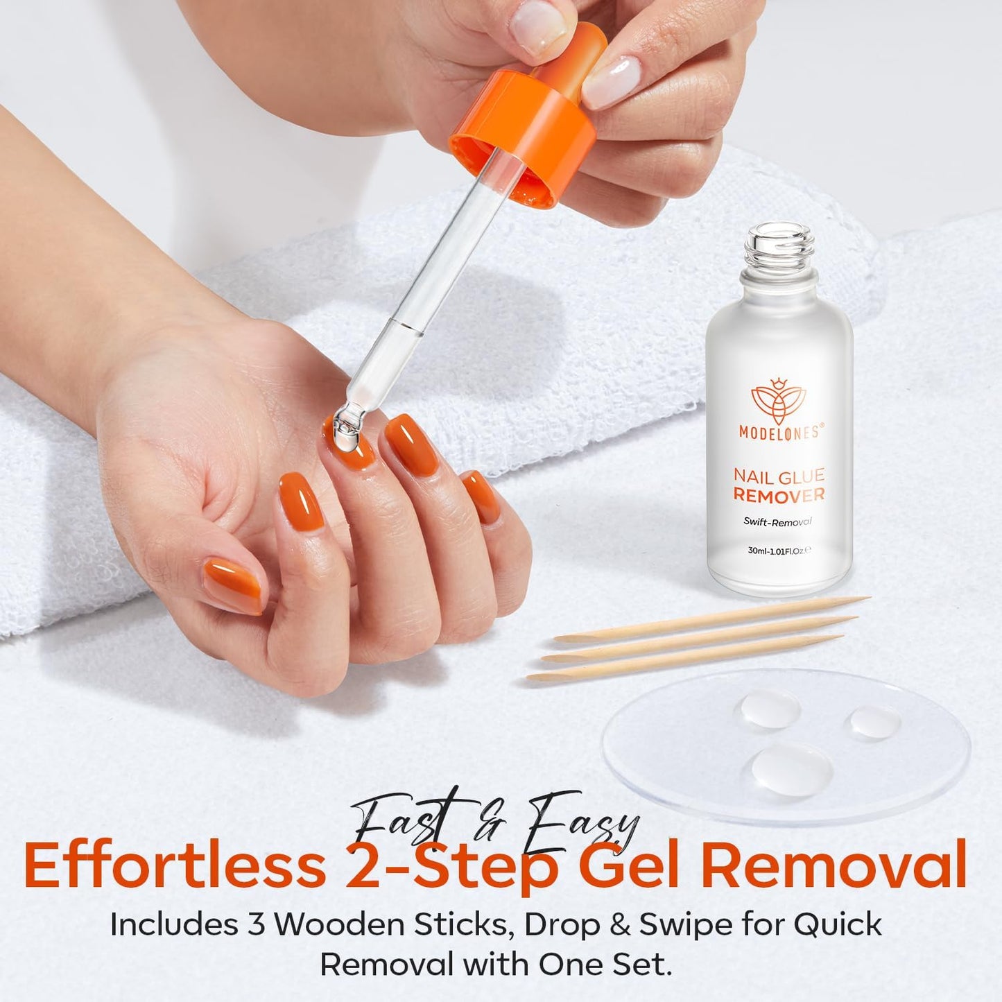 modelones 30 ML Nail Polish Remover for Press On Nails Base Top Coat, Upgrade Clear Stick On Nails Remover for Acrylic Tips