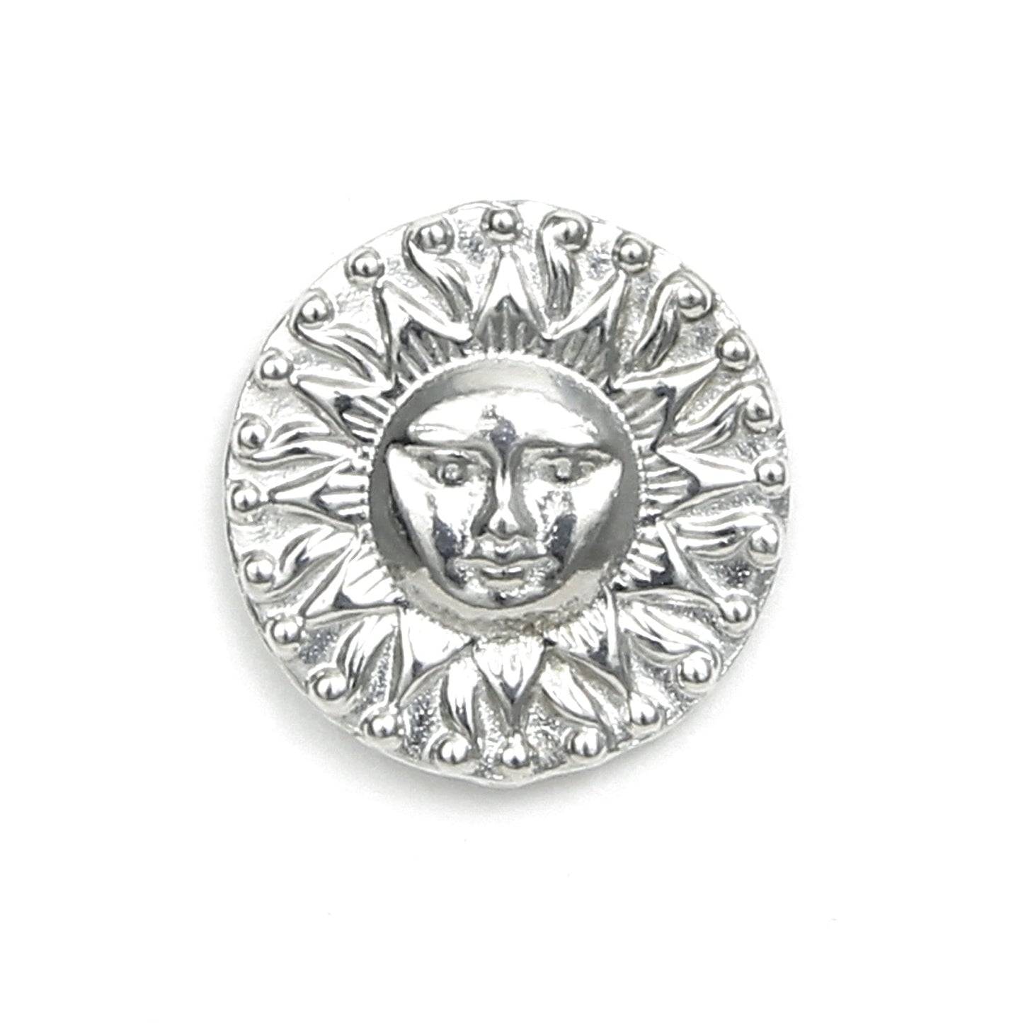 Pewter Celestial Sun Pin - Magnetic back No Holes in Clothes - Gift Packaged - Handcrafted in USA (Shipped by Amazon Prime)