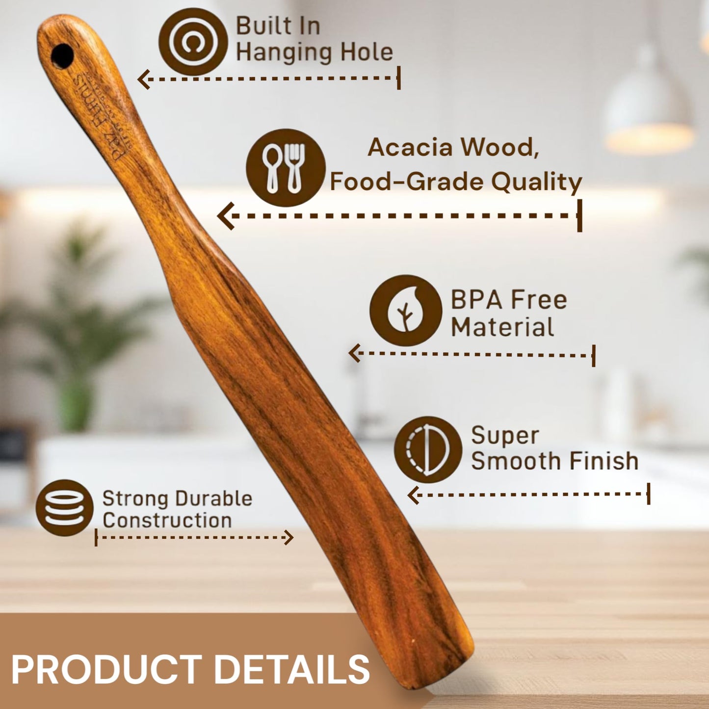 Skinny Spurtle for Sourdough Starter, Spreading, Cooking, Mixing, Reaching Bottom of Jar by Paz Fumis