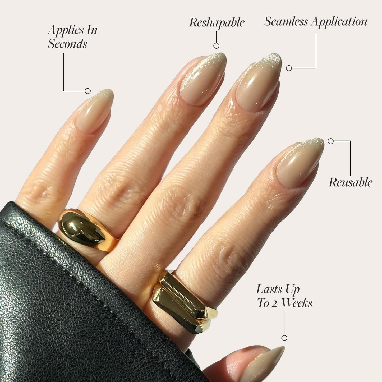 Glamnetic Press-On Nails Bundle - Honey Bun & Fall Mauve | Nude Velvet Sparkly Short Almond Fake Nails | Muted Blush Mauve Short Oval False Nails | Reusable, Salon-Quality Nail Kits