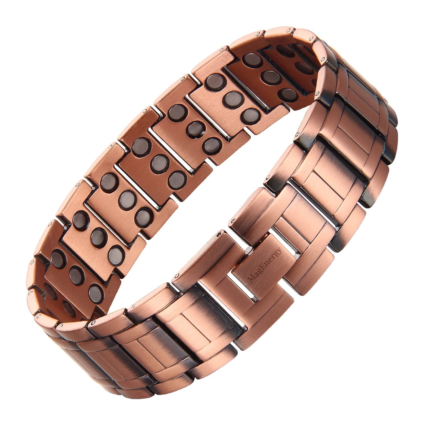 MagEnergy Copper Bracelet for Men, 3-Row Magnet Design, Ultra Strength Magnetic Bracelet 99.99% Pure Copper Wristband Adjustable Jewelry Gift with Sizing Tool
