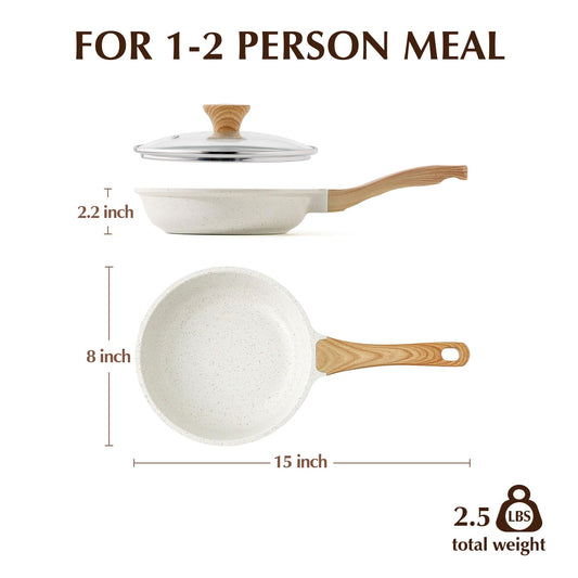 SENSARTE Nonstick Ceramic Frying Pan with Lid 8/9.5/10/11/12.5 Inch Omelet Pan Skillet, Free of Intentionally Added PFAS/PTFE Non-toxic Chef's Pan Induction Compatible Pan, Heat Resistant Handle