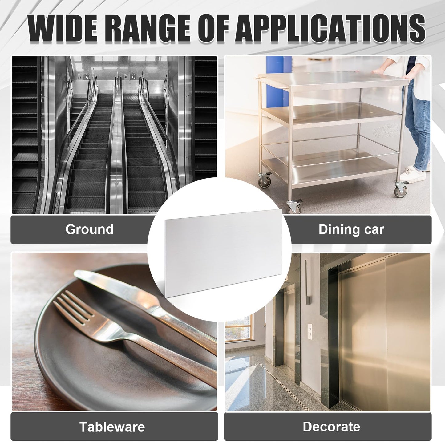 MorningRo 1 Pcs 430 Stainless Steel Sheet Metal 12 x 9 Inches 24ga Metal Plates Panel #4 Brushed Finish Magnetic Mount Board Wall Food Truck Restaurant Crafting Kitchen Floor Trailer Garage Gym