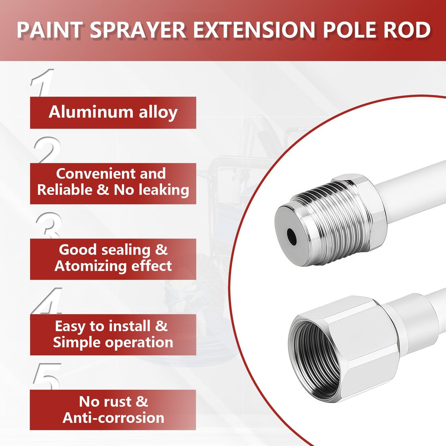 15-inch Airless Spray Gun Extension & 246215 7/8" Thread RAC X Hand-Tight tip Guard, for Graco Magnum x7 and Most Spray Guns with 7/8 in. Thread, Paints Sprayers Extensions Pole with Red Guard