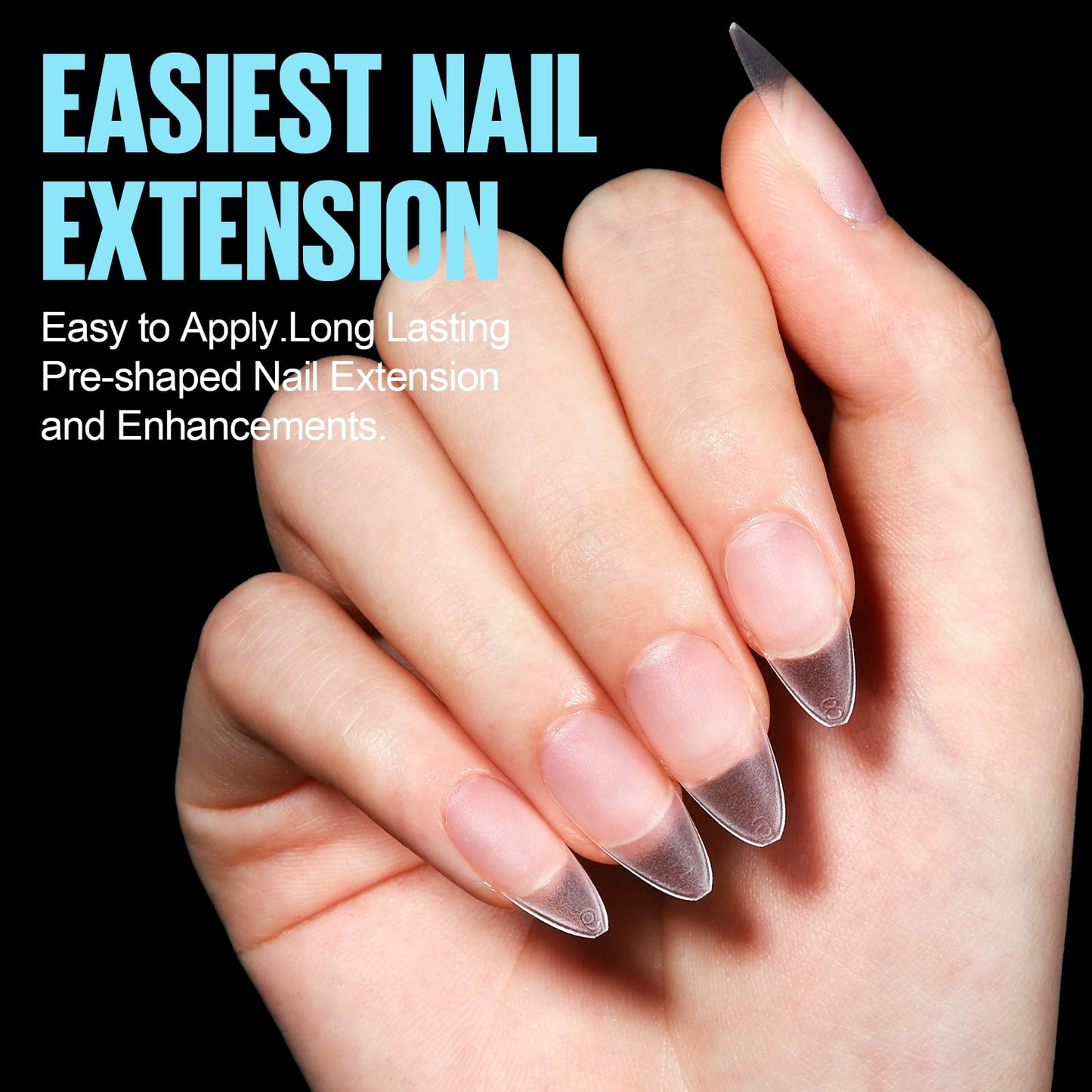 TOMICCA Medium Almond Nail Tips - 450Pcs 15 Sizes Soft Acrylic Gel Nails Double-sided Matte Pre-Shaped Fake Nails, Full Cover Clear Nails Gelly Press on Flase Nail Tips for Nail Extensions Nail Salon
