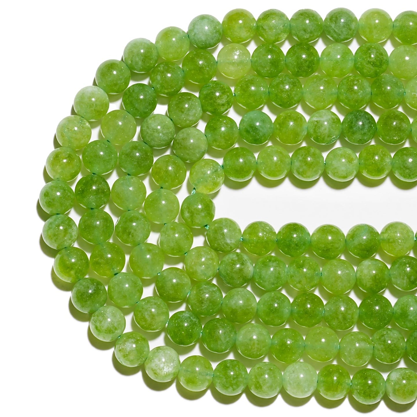 10mm Natural Green Peridot Gemstone Beads Polished Round Smooth Stone Beads for Bracelets Jewelry Making 15inch Loose Beads