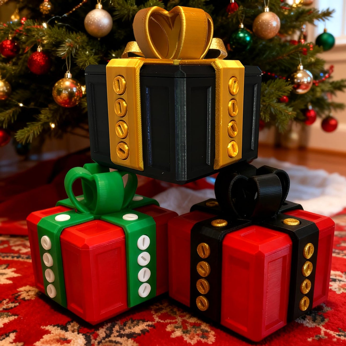 Bopufon Annoying Gift Box with Screws Funny The Annoying Present Prank Box Thanksgiving Christmas White Elephant Perfect Gag Gift for All Occasions (Red Black)