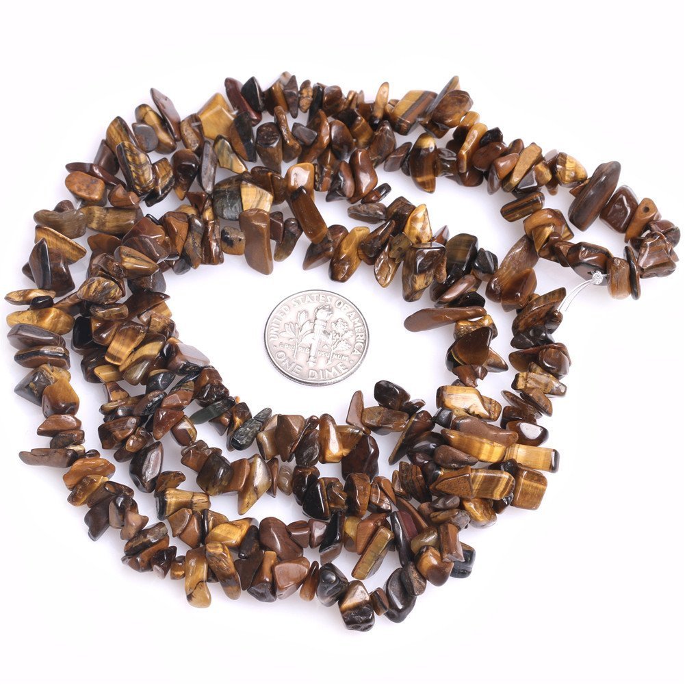 HAAMIIQII 5-8mm Natural Tiger Eye Chips Beads Irregular Chip Stones Loose Gemstone Beads for Jewelry Making Strand 30 Inch