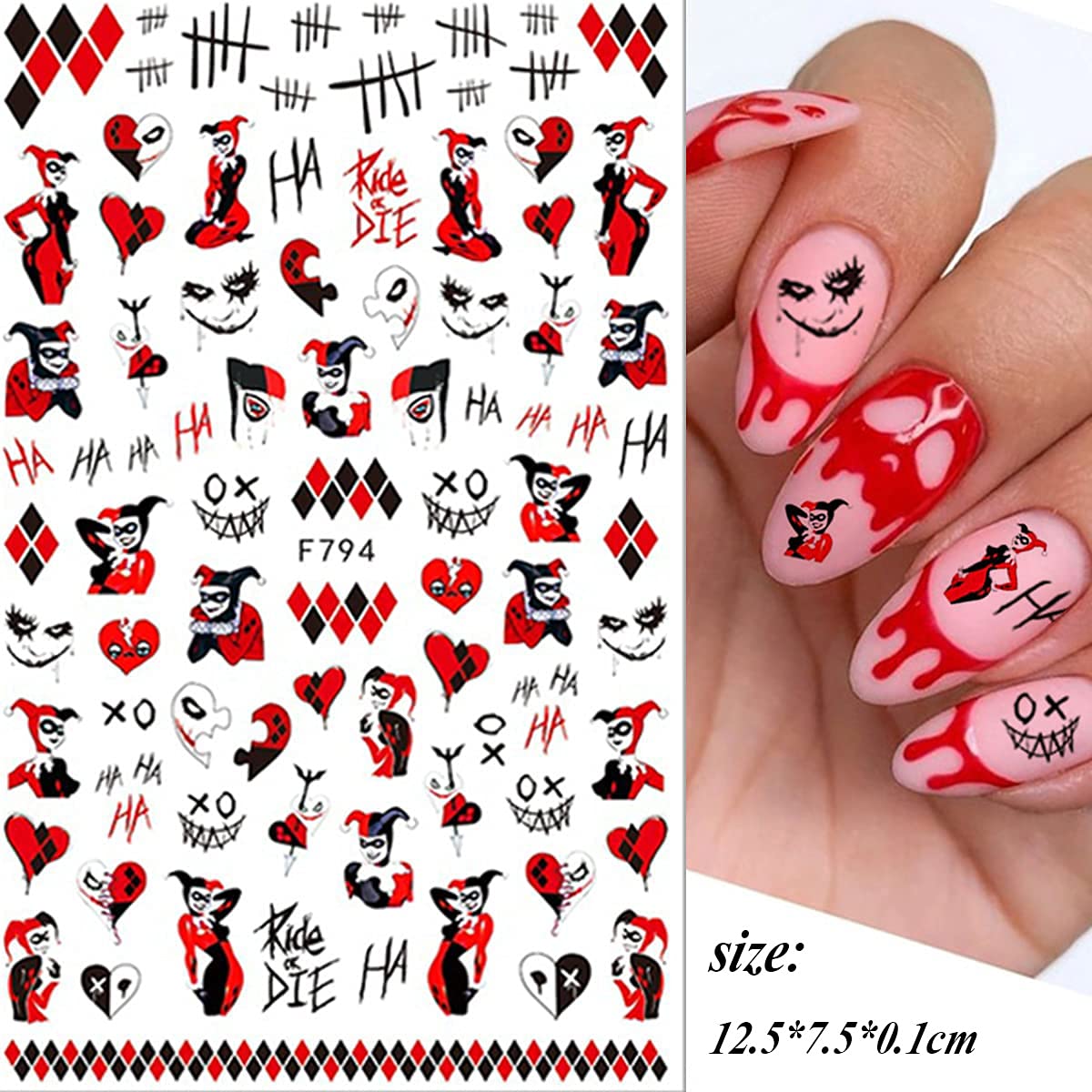 5 Sheets Halloween Scream Nail Decals Horror Nail Decals Self Adhesive Nail Scream Stickers Nail Art Supplies Red Ghost Eyes Scary Blood Design Vampire Nails Decorations for Halloween Party