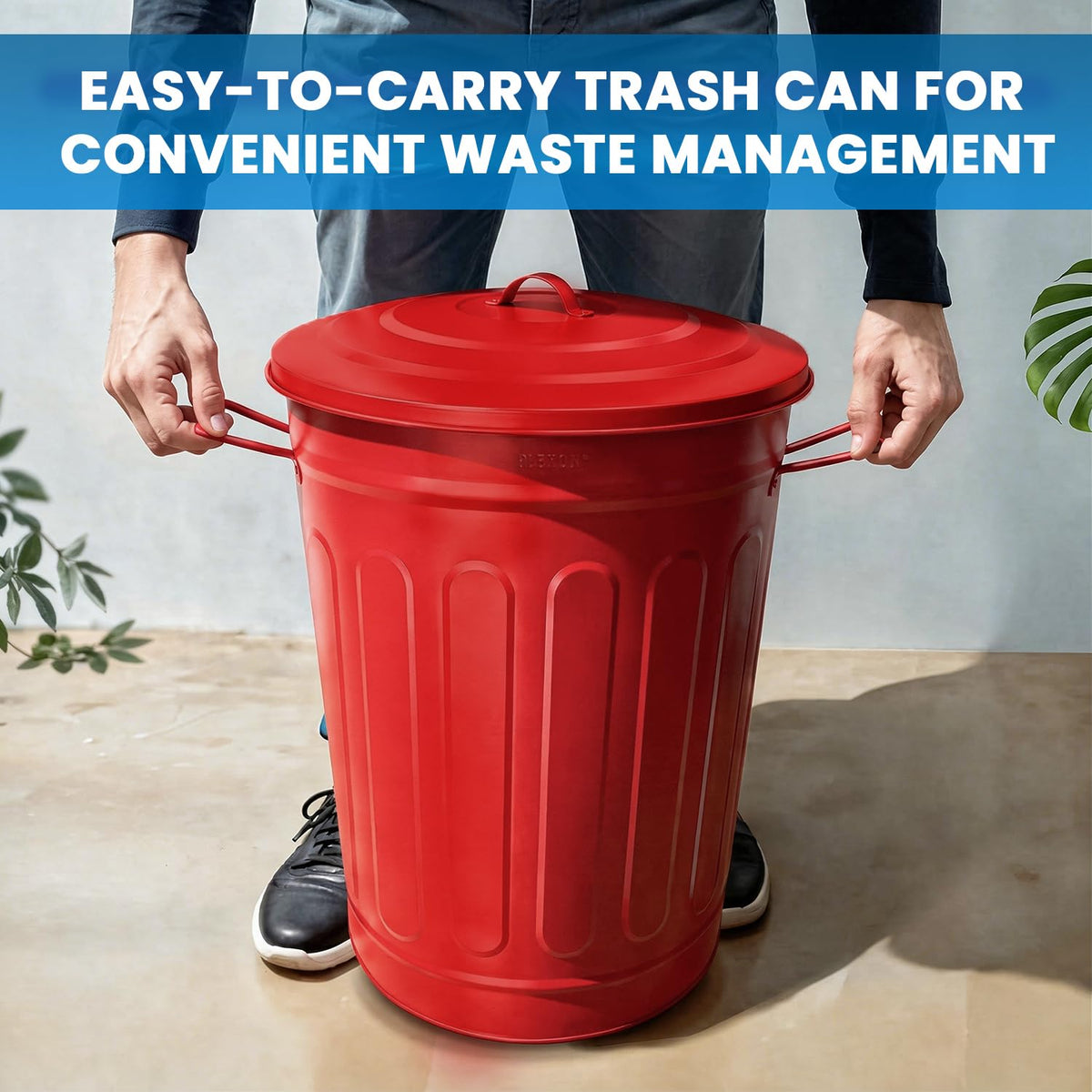 Metal Trash Can with Lid 13 Gallon (6 Count)